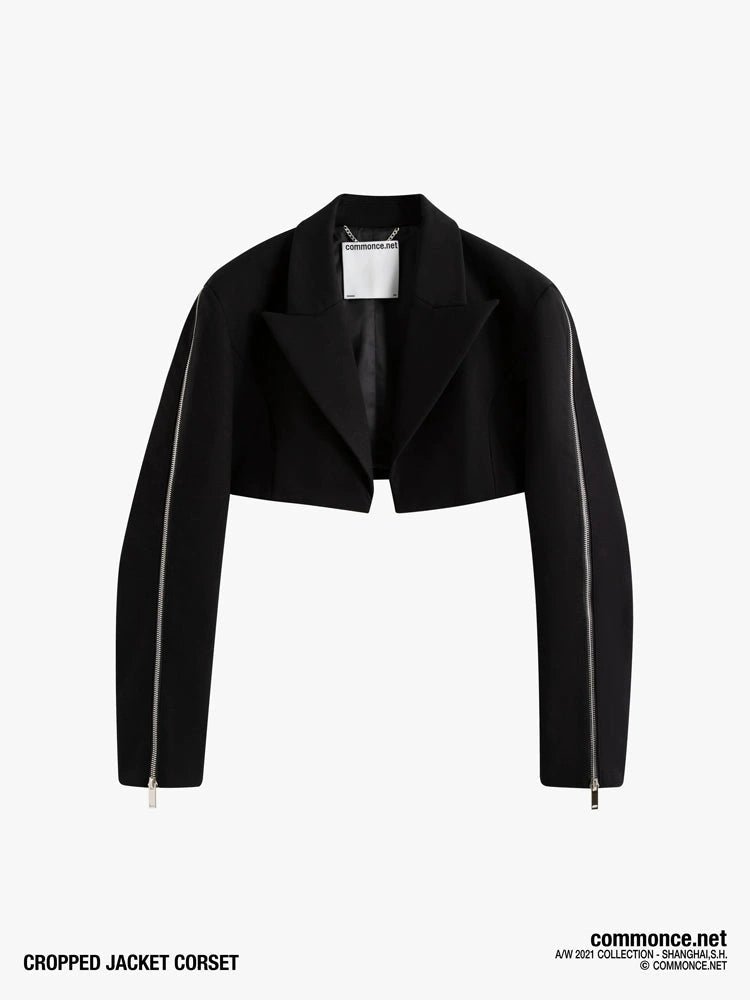 Cropped Jacket Corset Two Piece Set