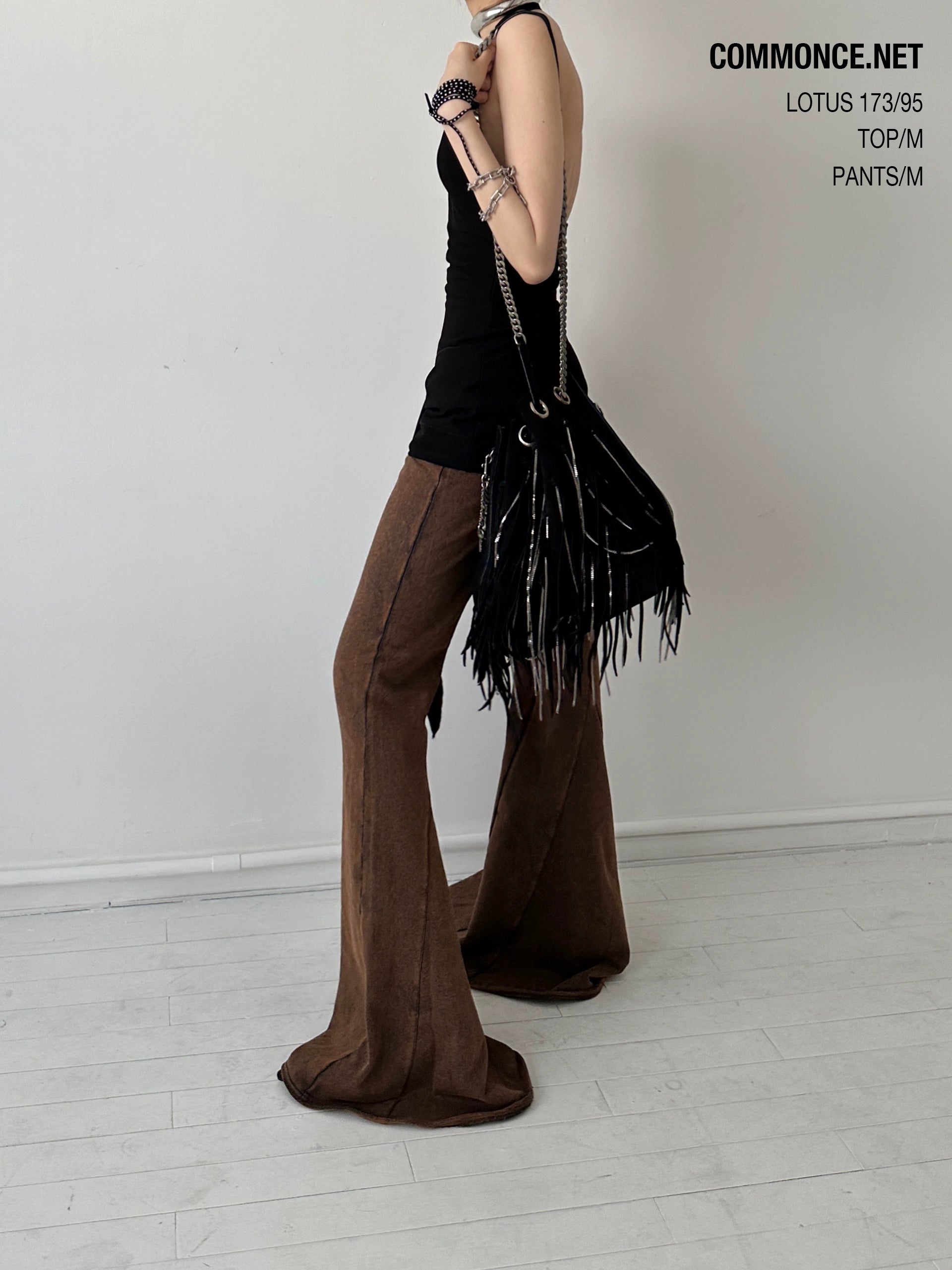 Distressed Raw Hem Flared Sweatpants