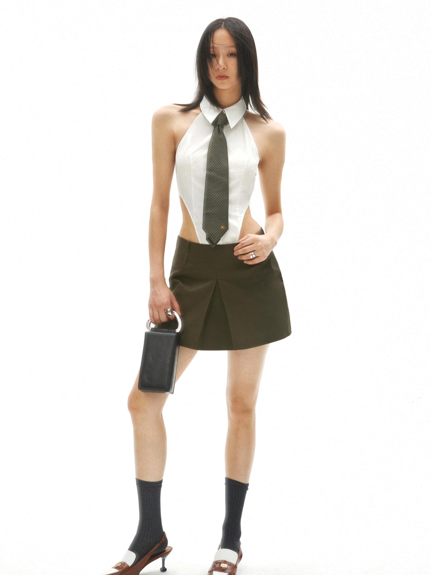 commonce.net Army Green Reversible Short Blazer Skirt With Dual Waist