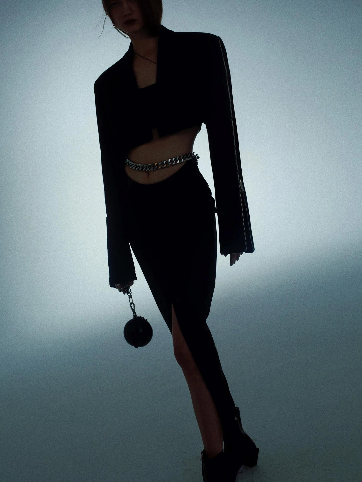 Cropped Jacket Corset Two Piece Set