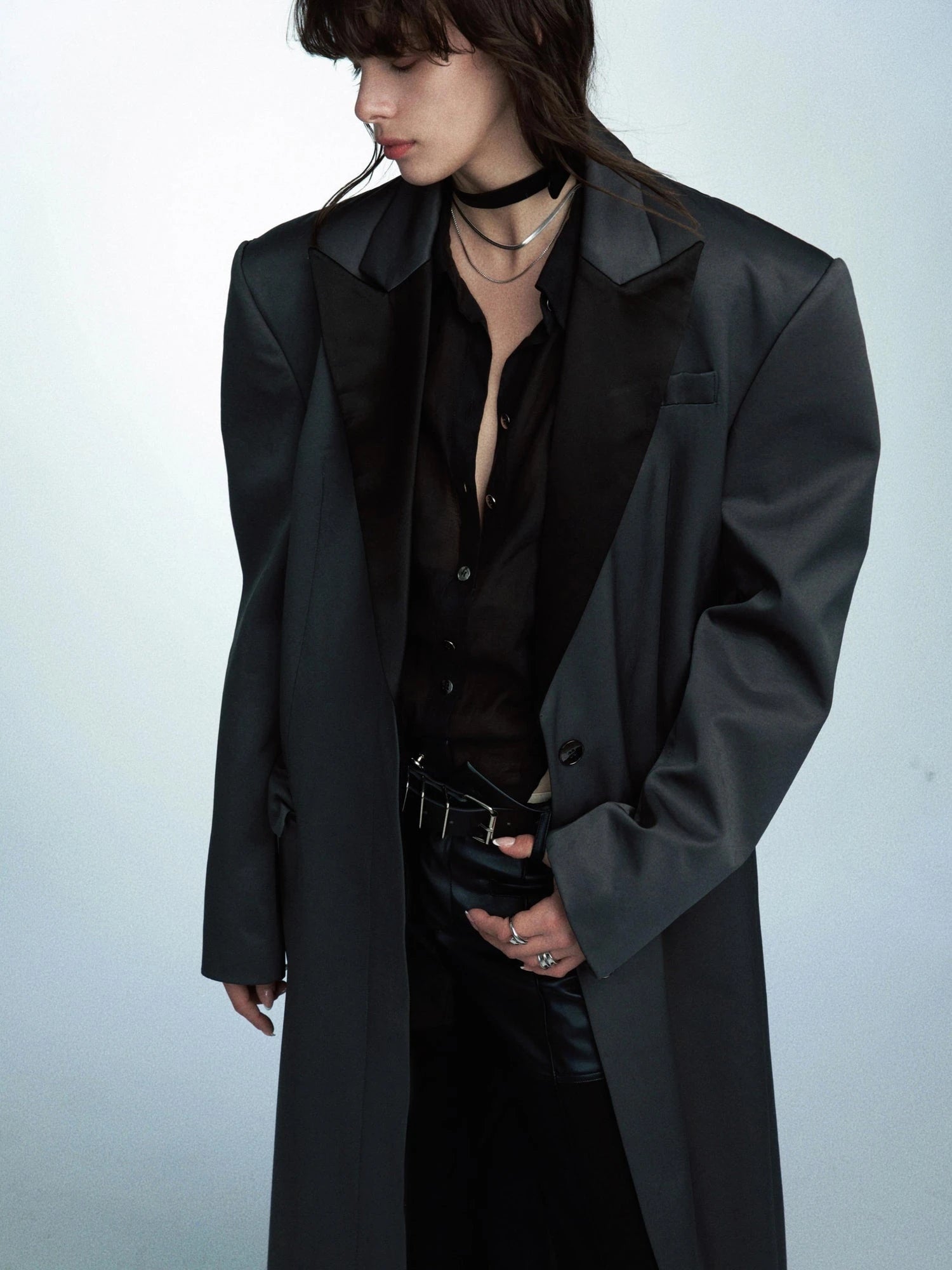 Detachable Quilted Oversized Long Blazer