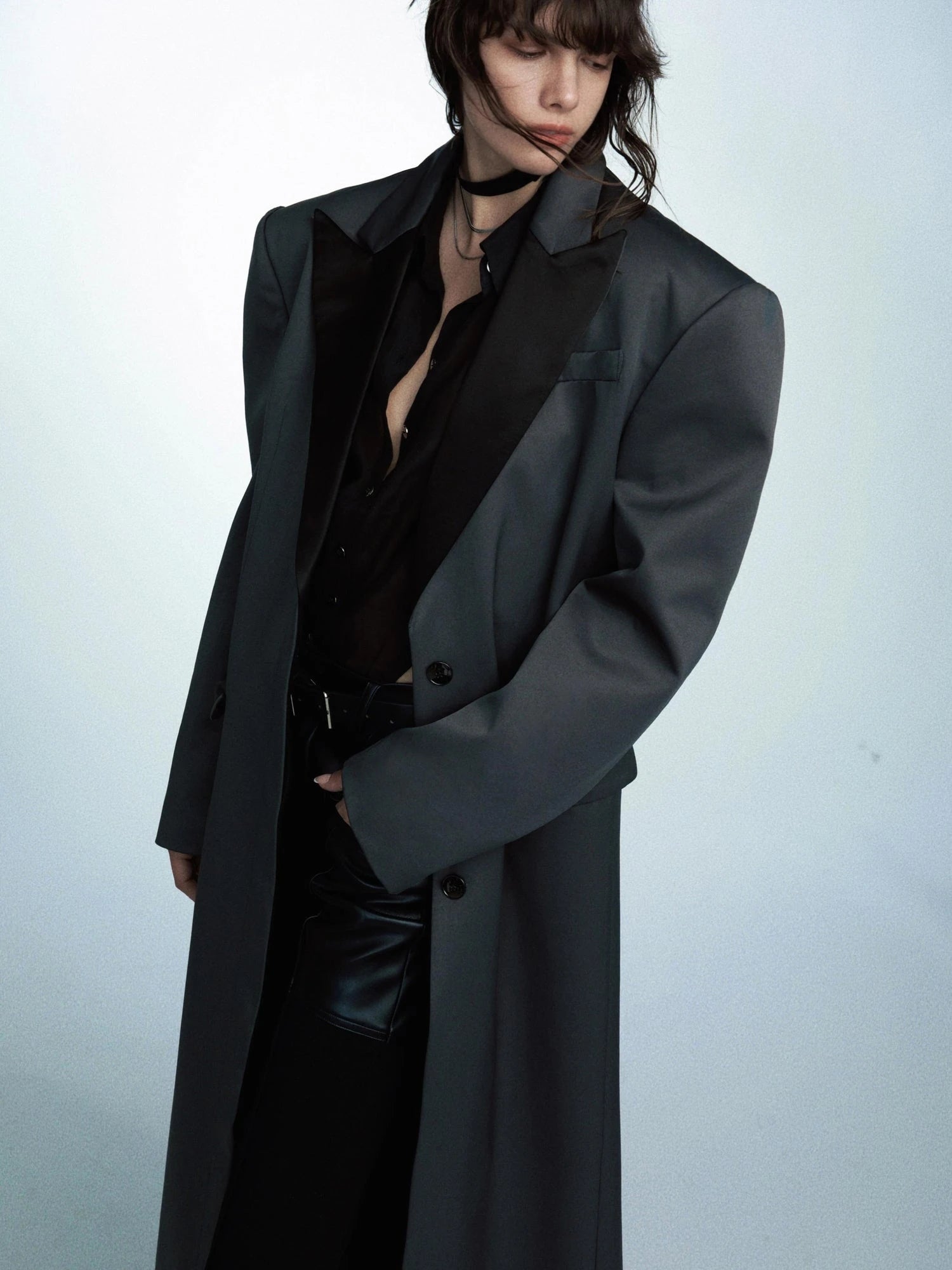 Detachable Quilted Oversized Long Blazer