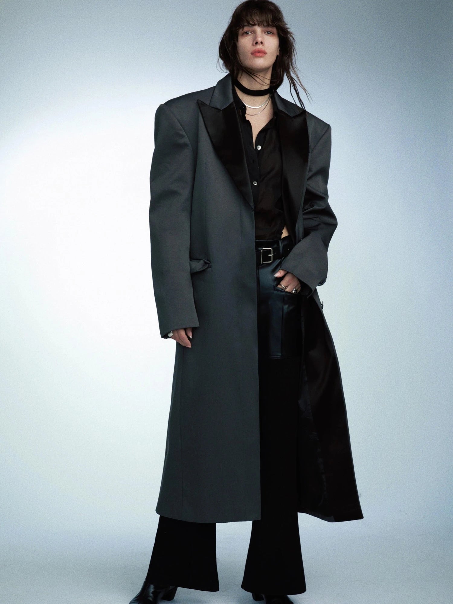 Detachable Quilted Oversized Long Blazer