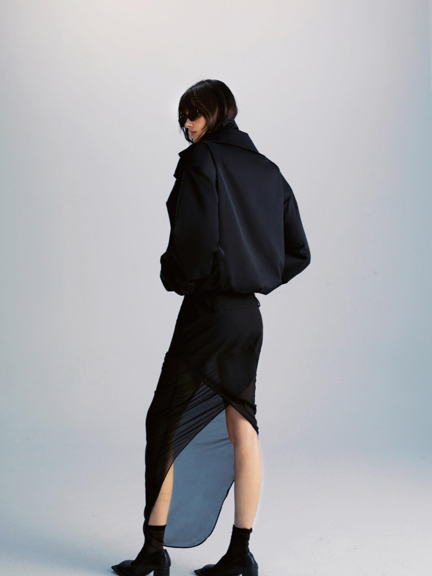 commonce.net Double Zipper Oversized Drawstring Jacket