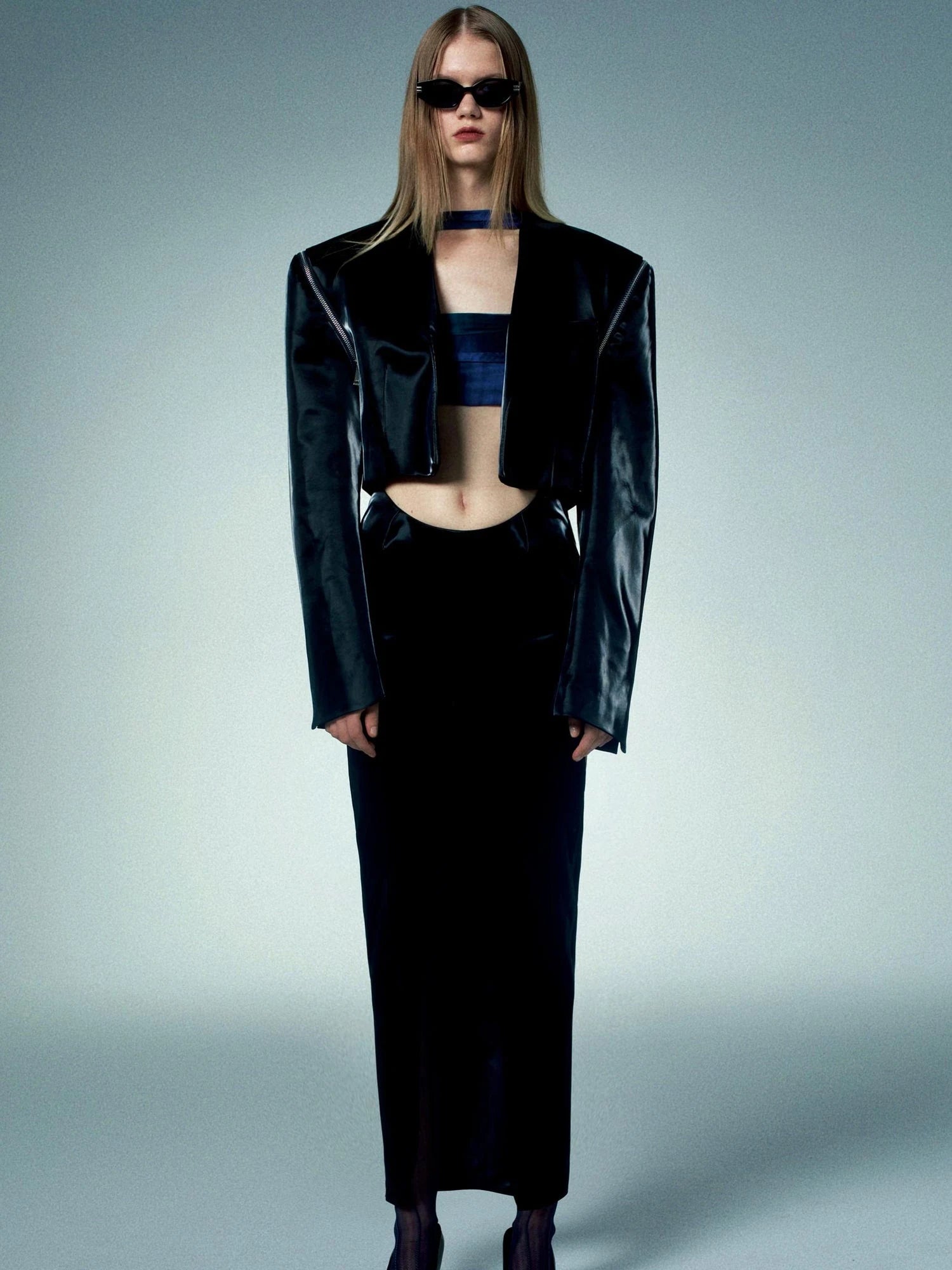 Printed Choker Tube Top With Aurora Gradient