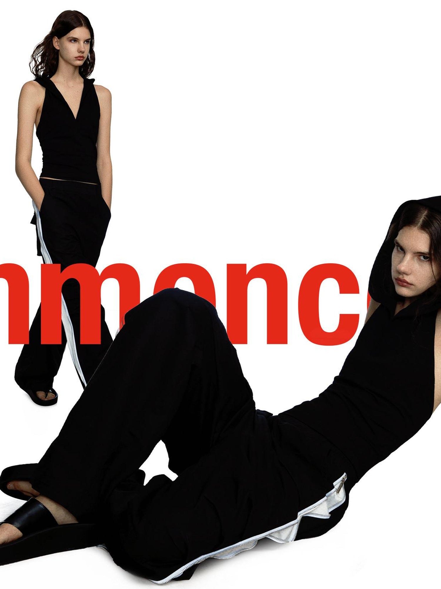 commonce.net Side Zipper Contrast Cargo Pants With Elastic Waist And Wide Leg