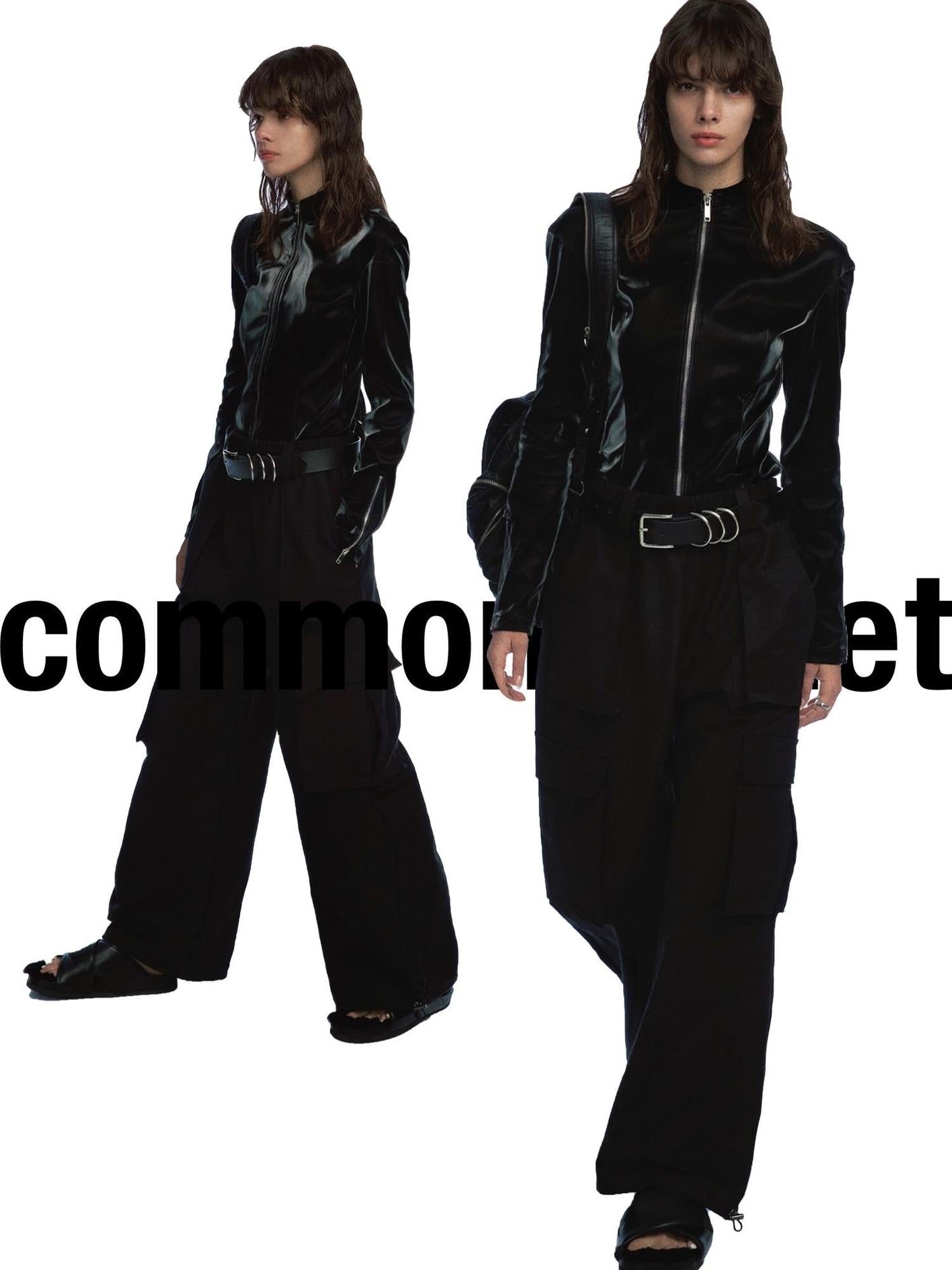 commonce.net Wide Leg Drawstring Cargo Pants With Adjustable Hem