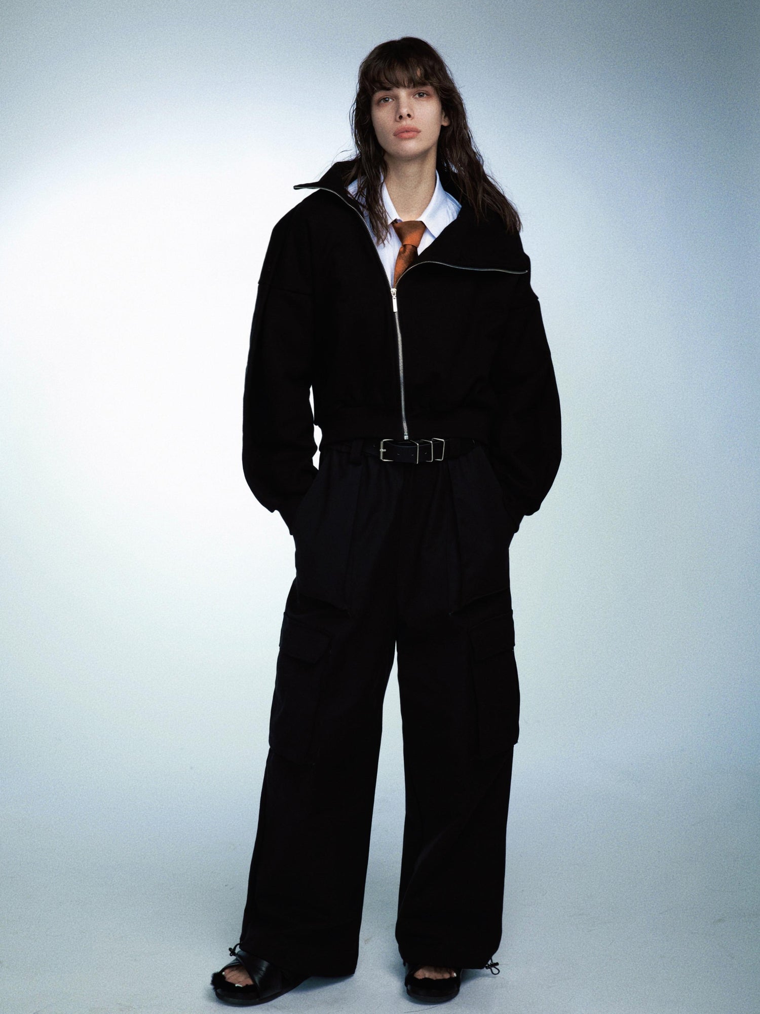 commonce.net Wide Leg Drawstring Cargo Pants With Adjustable Hem