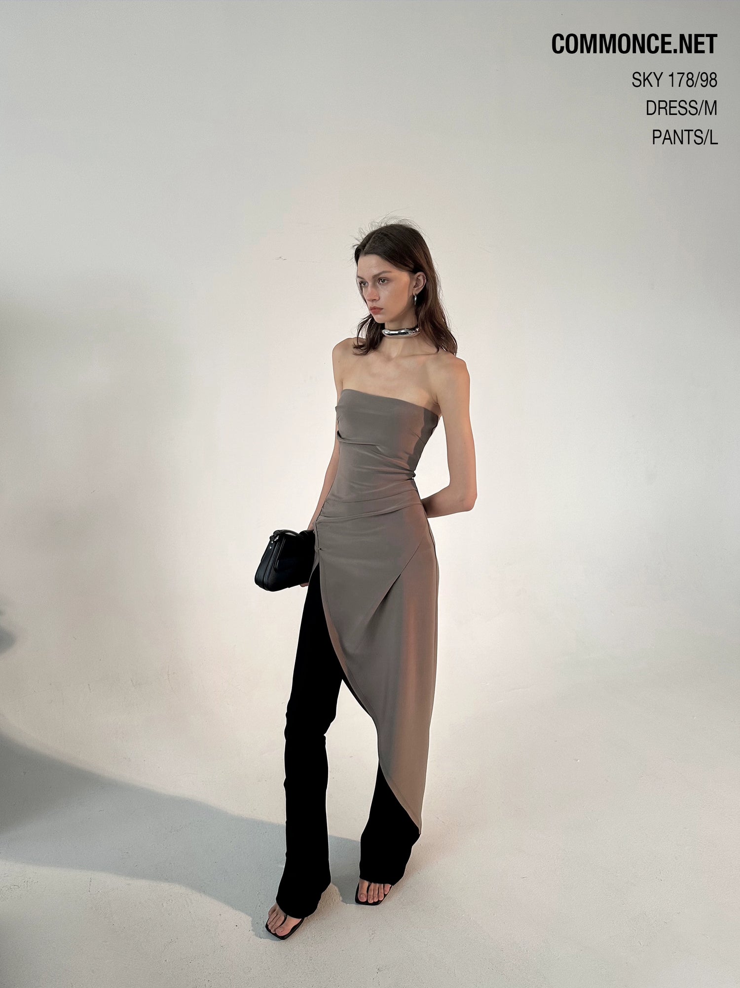 commonce_net_Asymmetric_Gathered_Side_Slit_Strapless_Gown_MISSTT