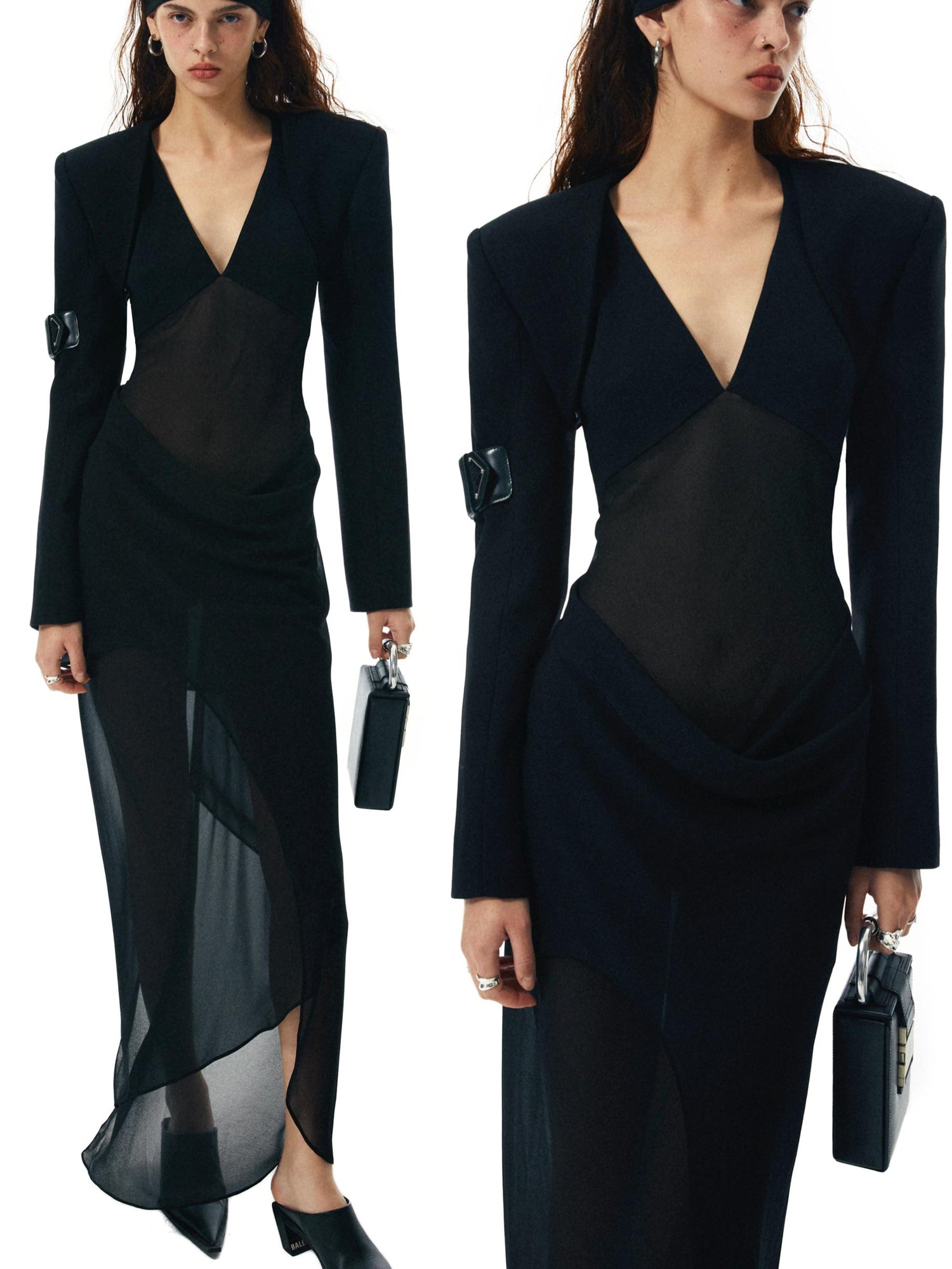 commonce net Asymmetrical Draped Halter Backless Maxi Dress