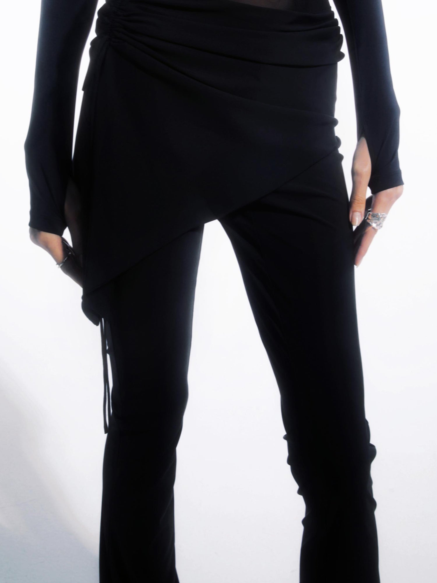 commonce net Asymmetrical Drawstring Split Hem Skirt Pants