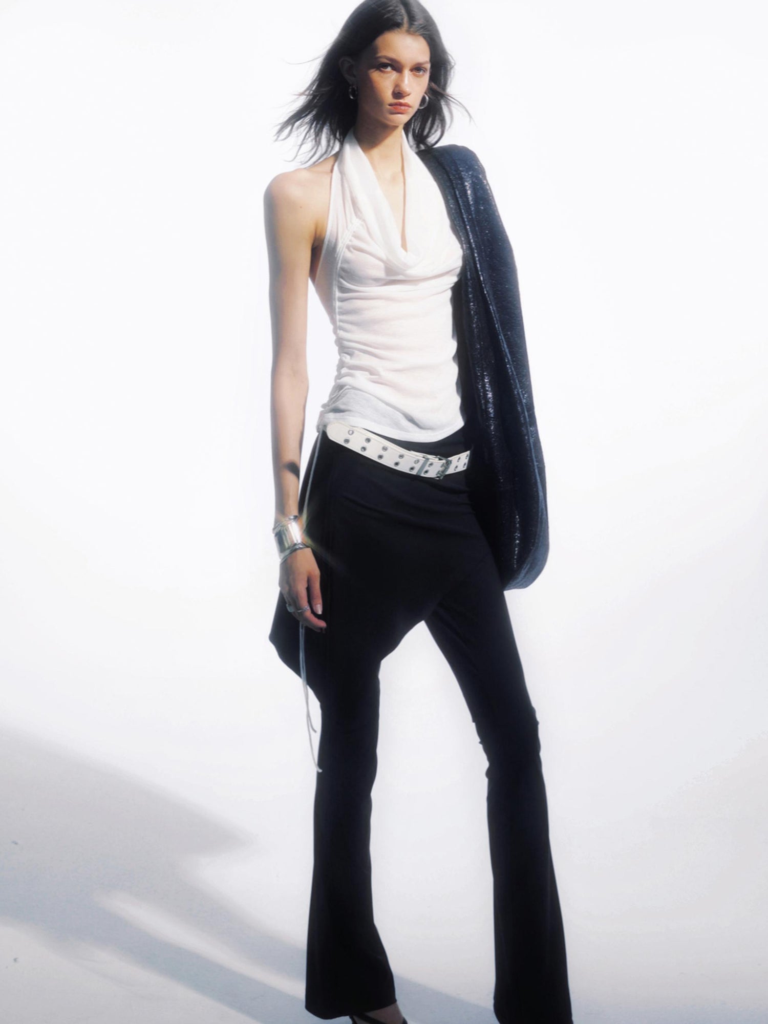 commonce net Asymmetrical Drawstring Split Hem Skirt Pants