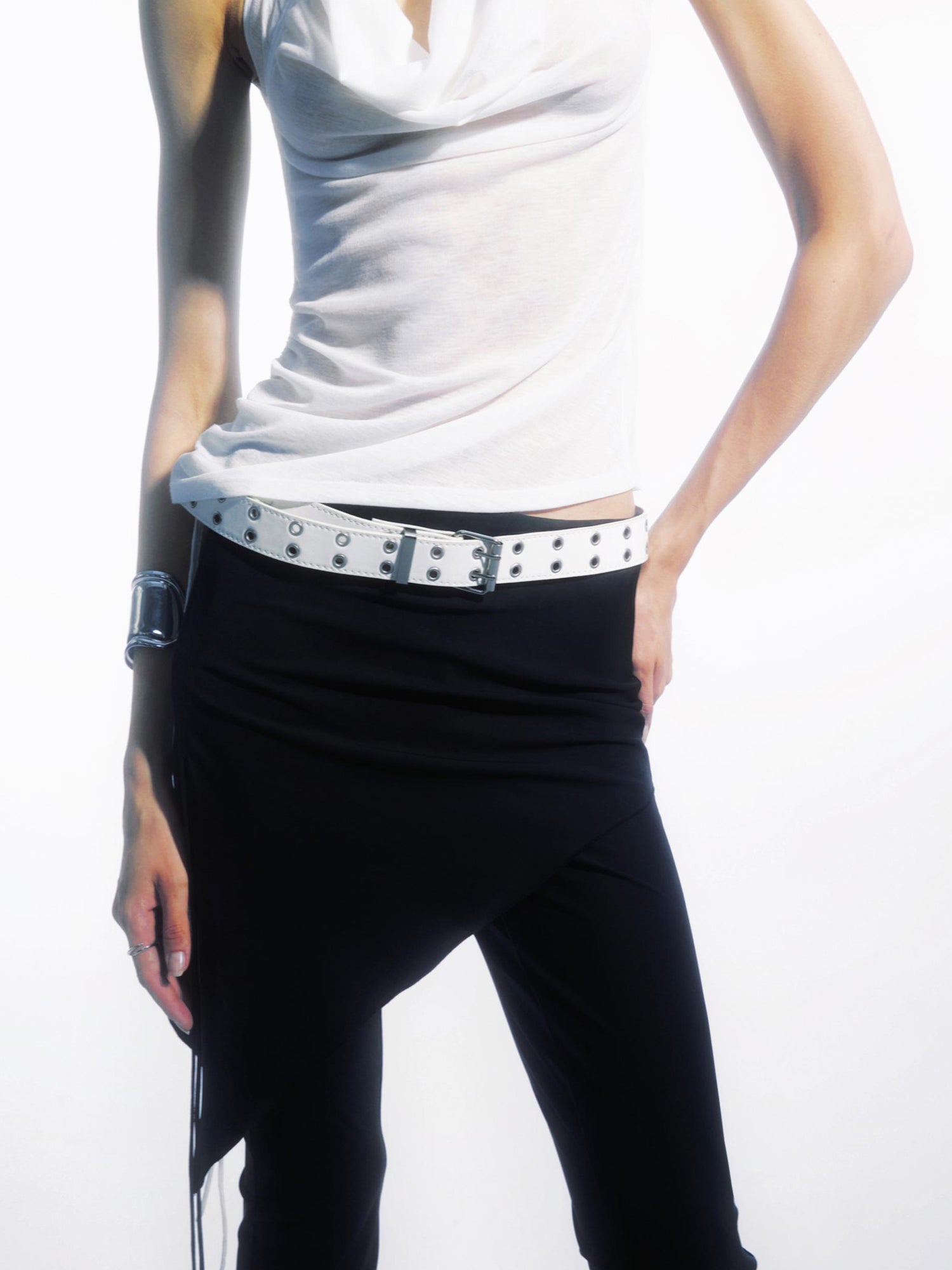 commonce net Asymmetrical Drawstring Split Hem Skirt Pants