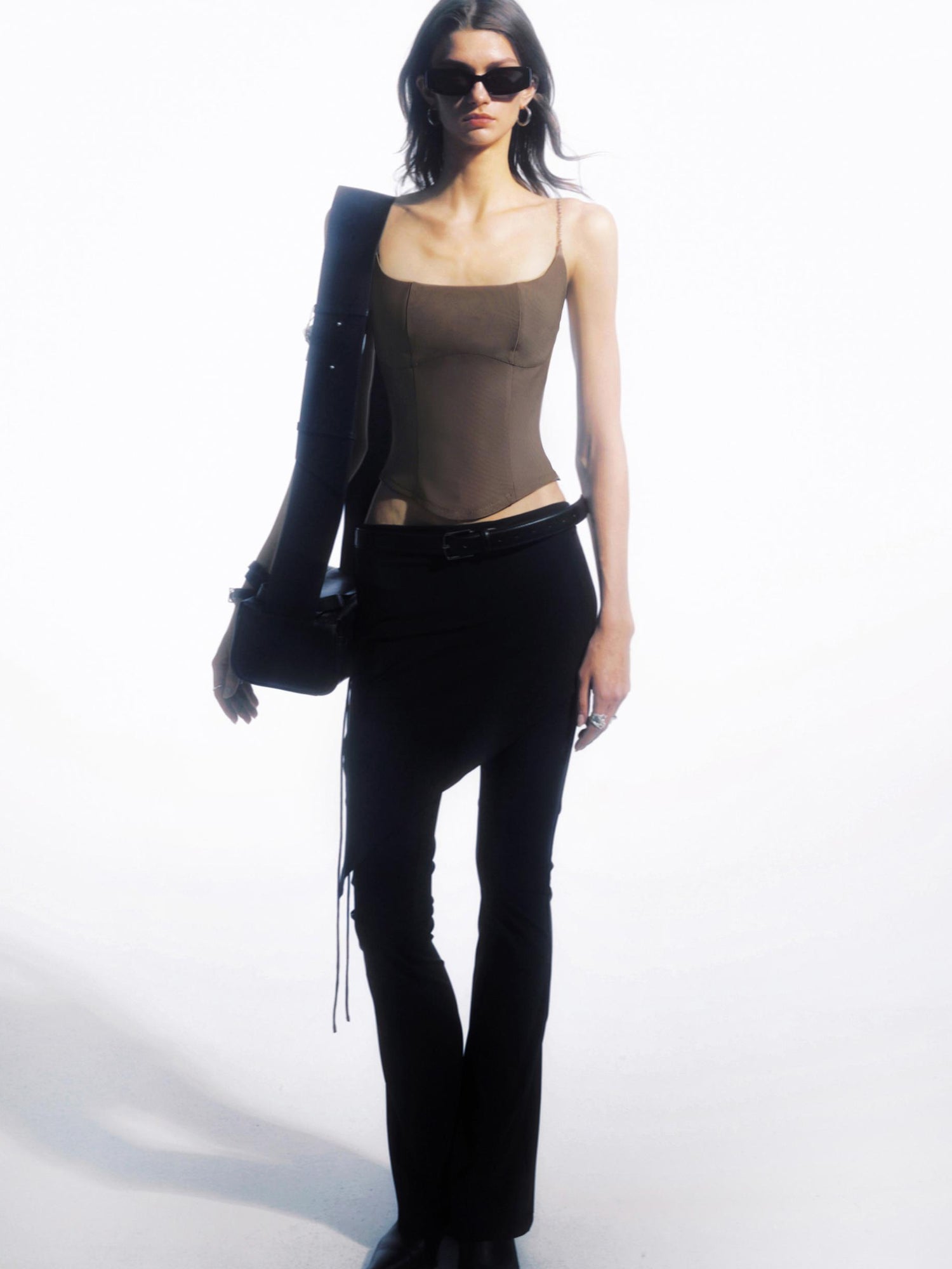 commonce net Asymmetrical Drawstring Split Hem Skirt Pants