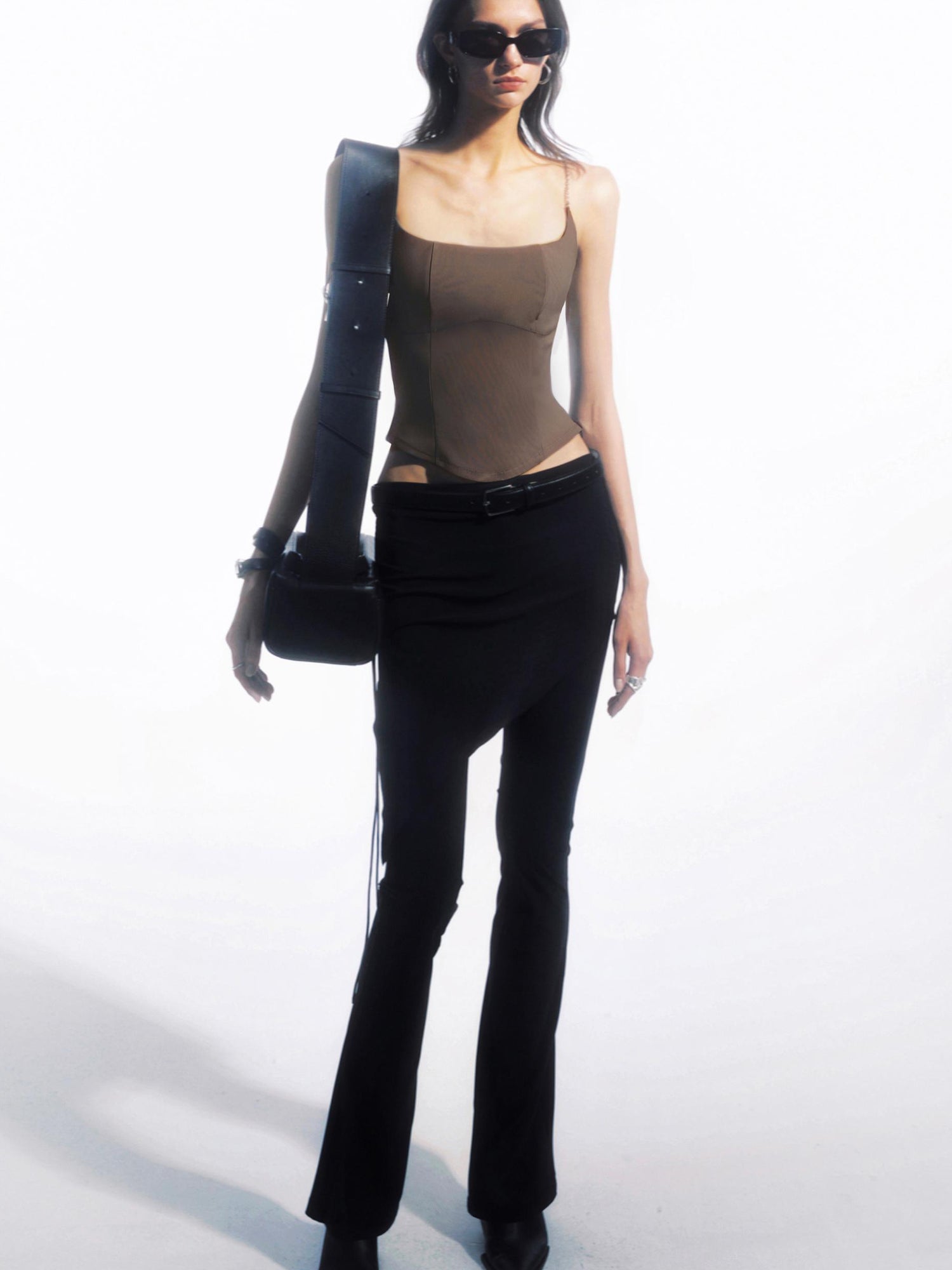 commonce net Asymmetrical Drawstring Split Hem Skirt Pants