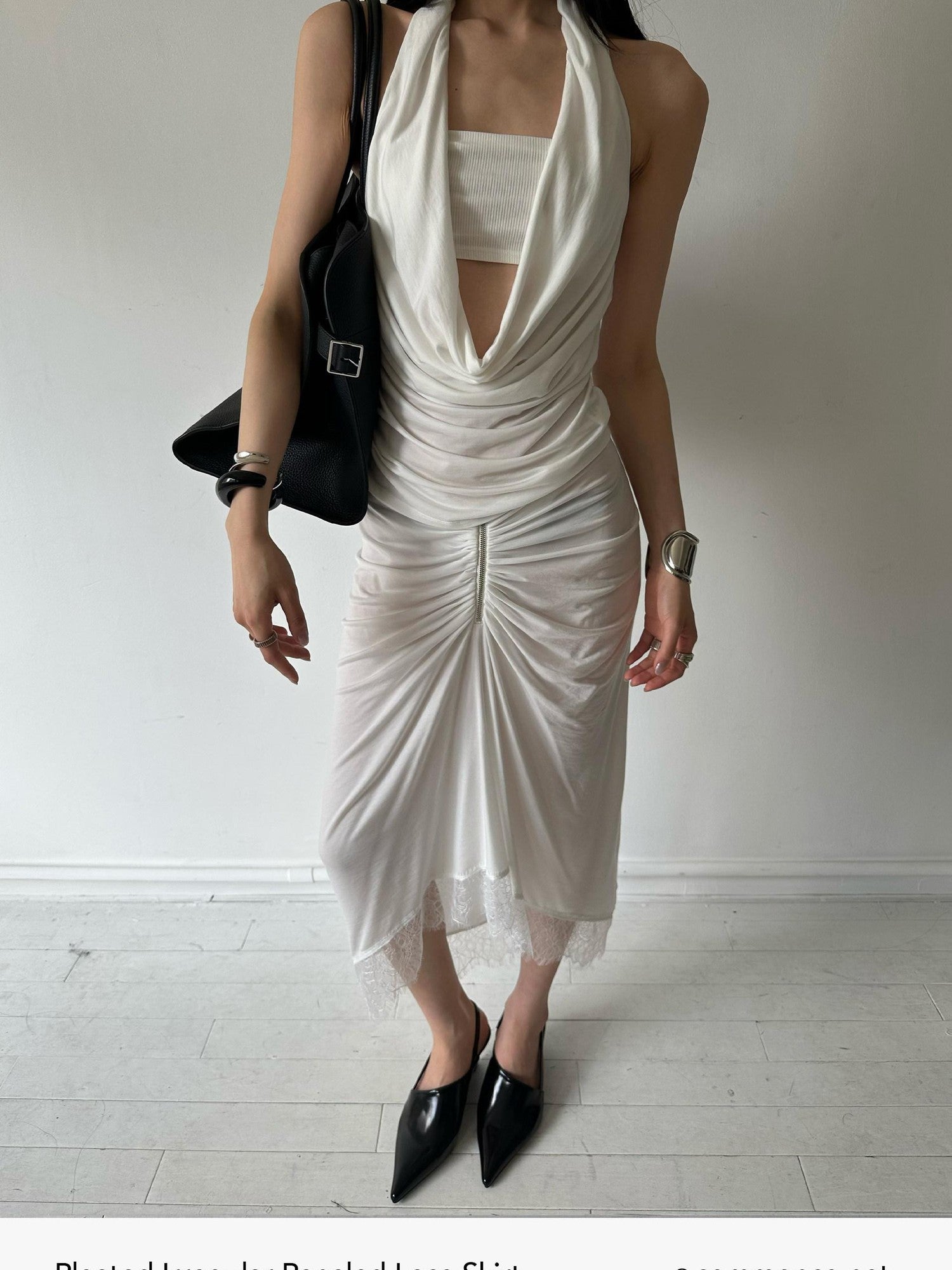 commonce net Asymmetrical V Waist Ruched Paneled Women&