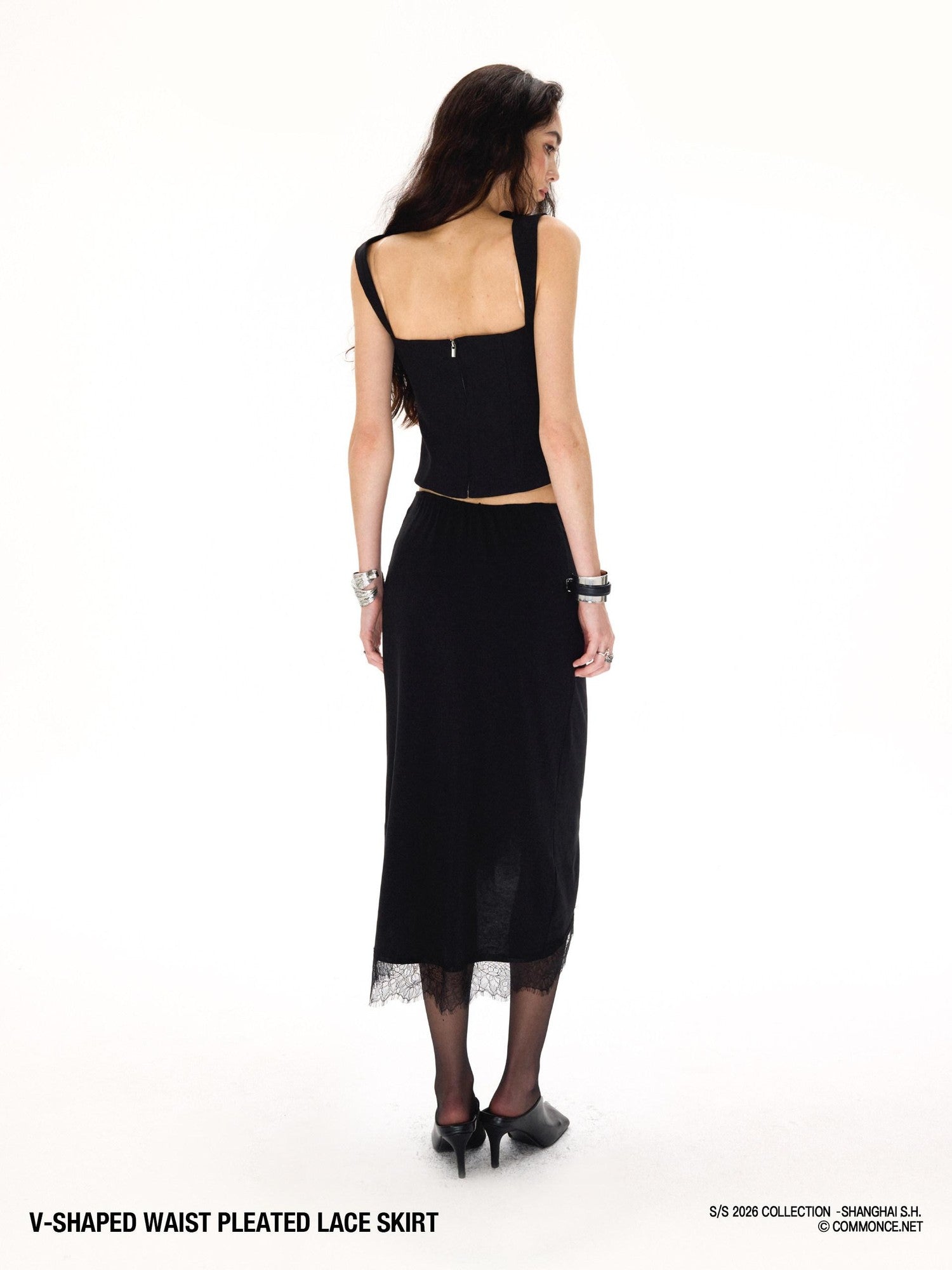 commonce net Asymmetrical V Waist Ruched Paneled Women&