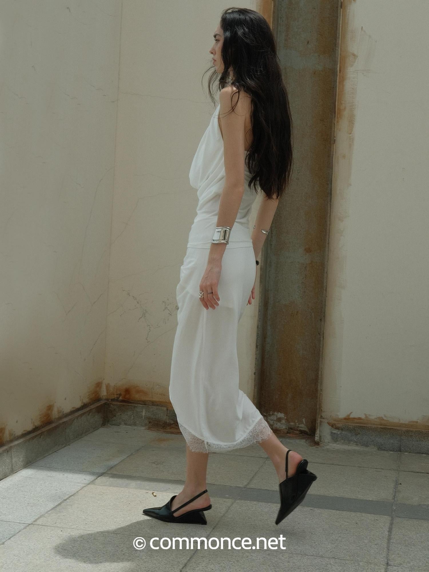 commonce net Asymmetrical V Waist Ruched Paneled Women&