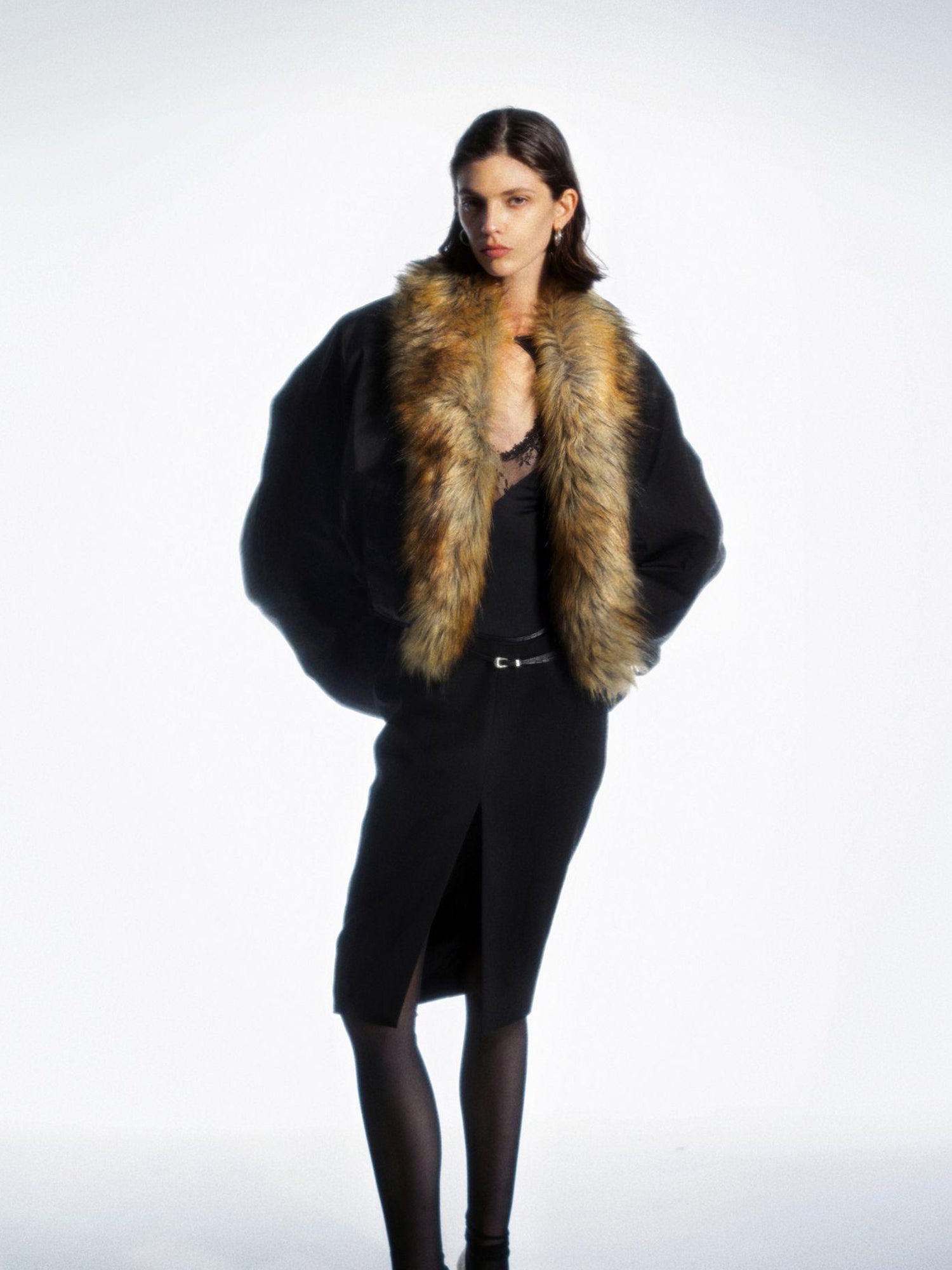 commonce net Back Slit Knit Leggings