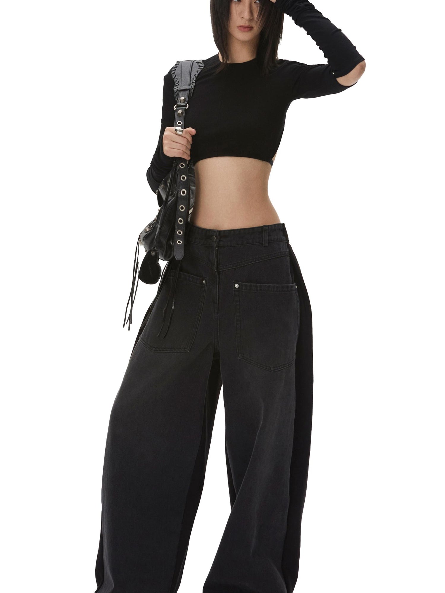 commonce net Backless Detachable Sleeve Cropped T-shirt