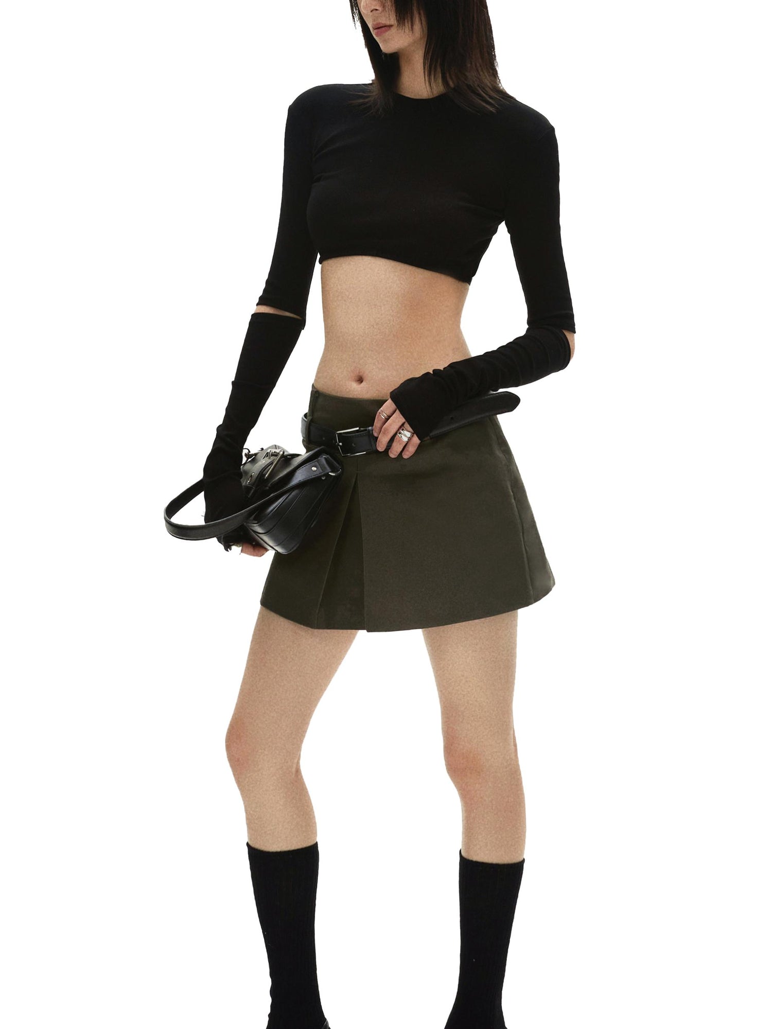 commonce net Backless Detachable Sleeve Cropped T-shirt