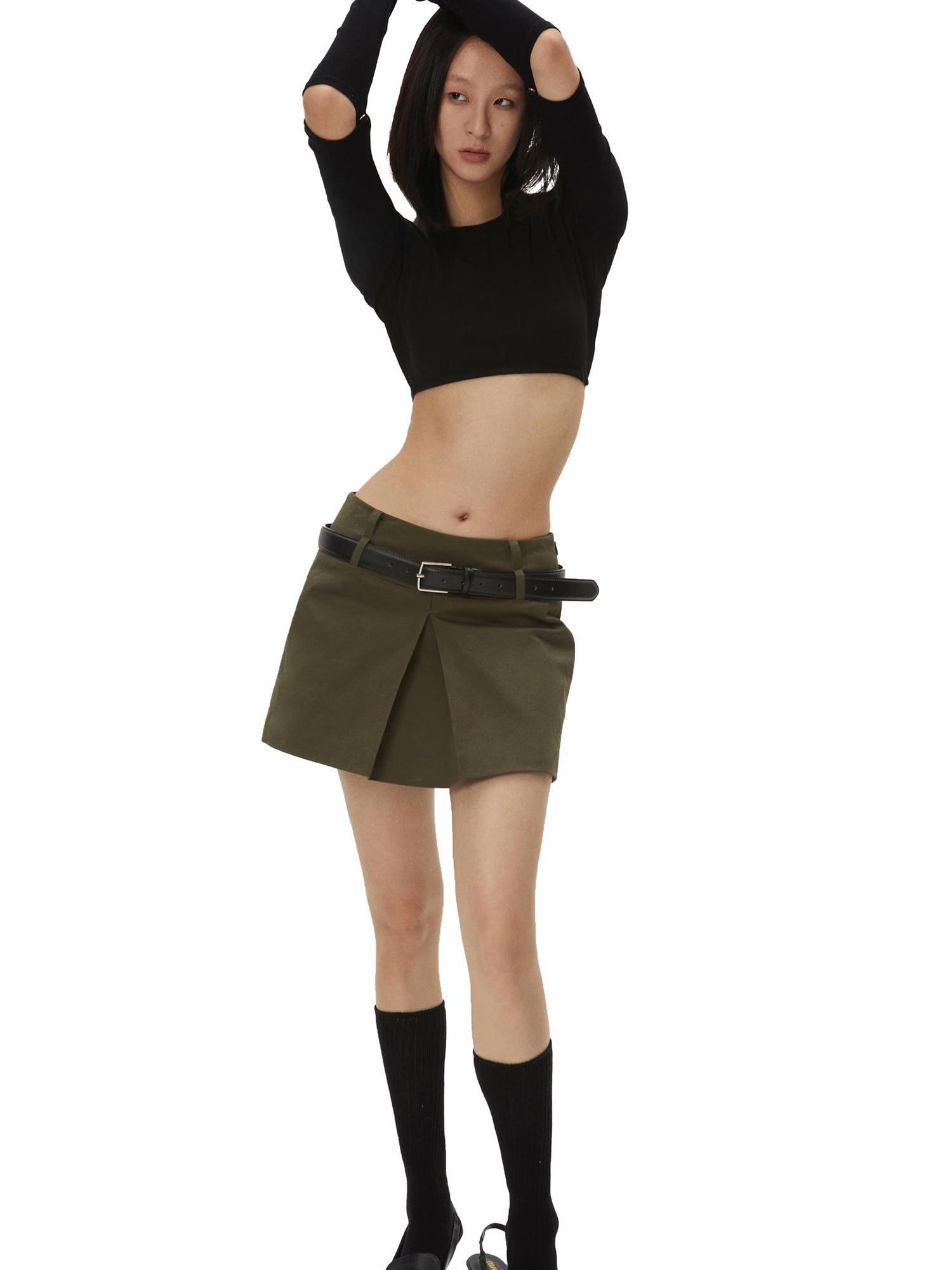 commonce net Backless Detachable Sleeve Cropped T-shirt