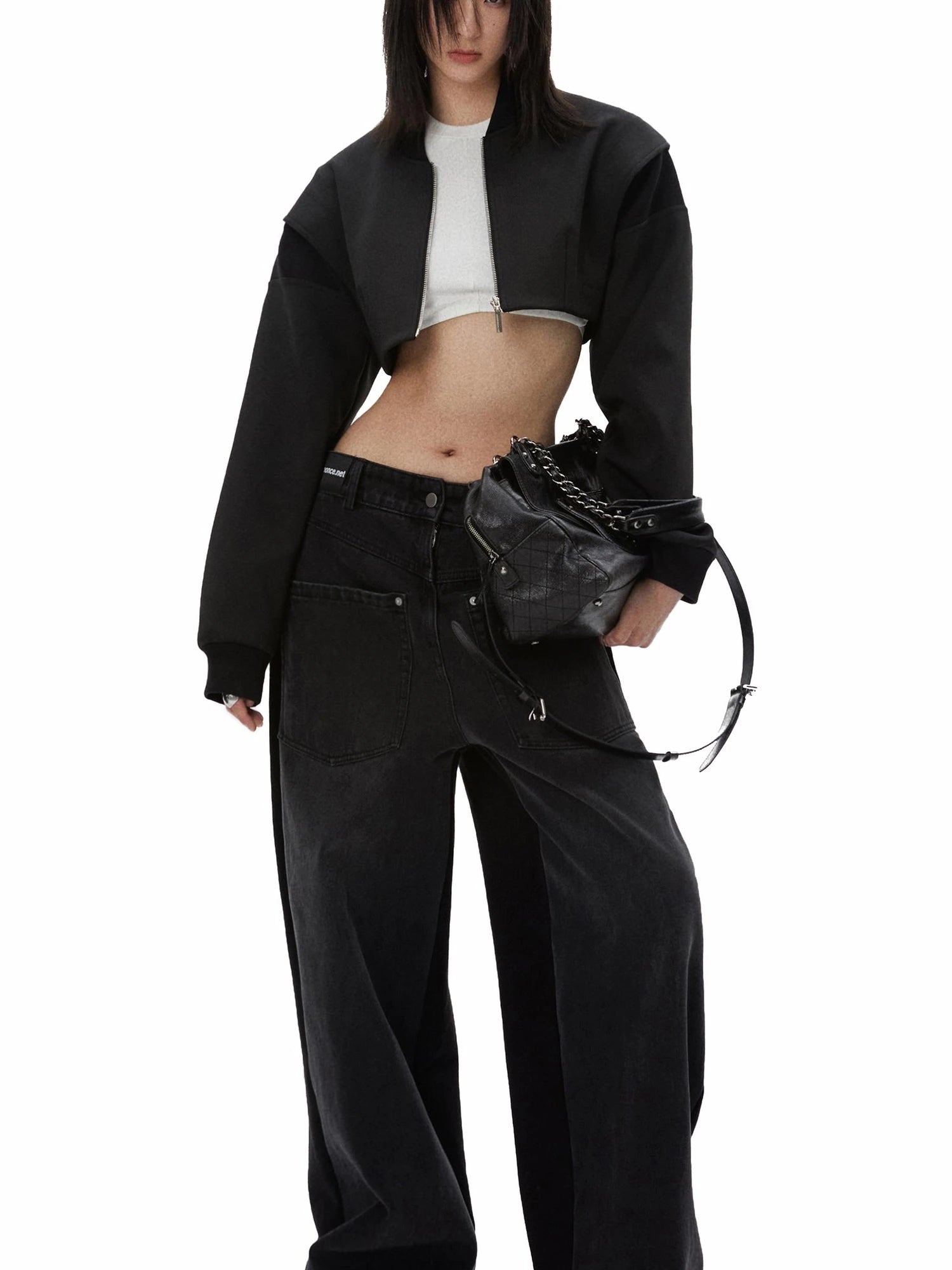 Backless Detachable Sleeve Cropped T-shirt