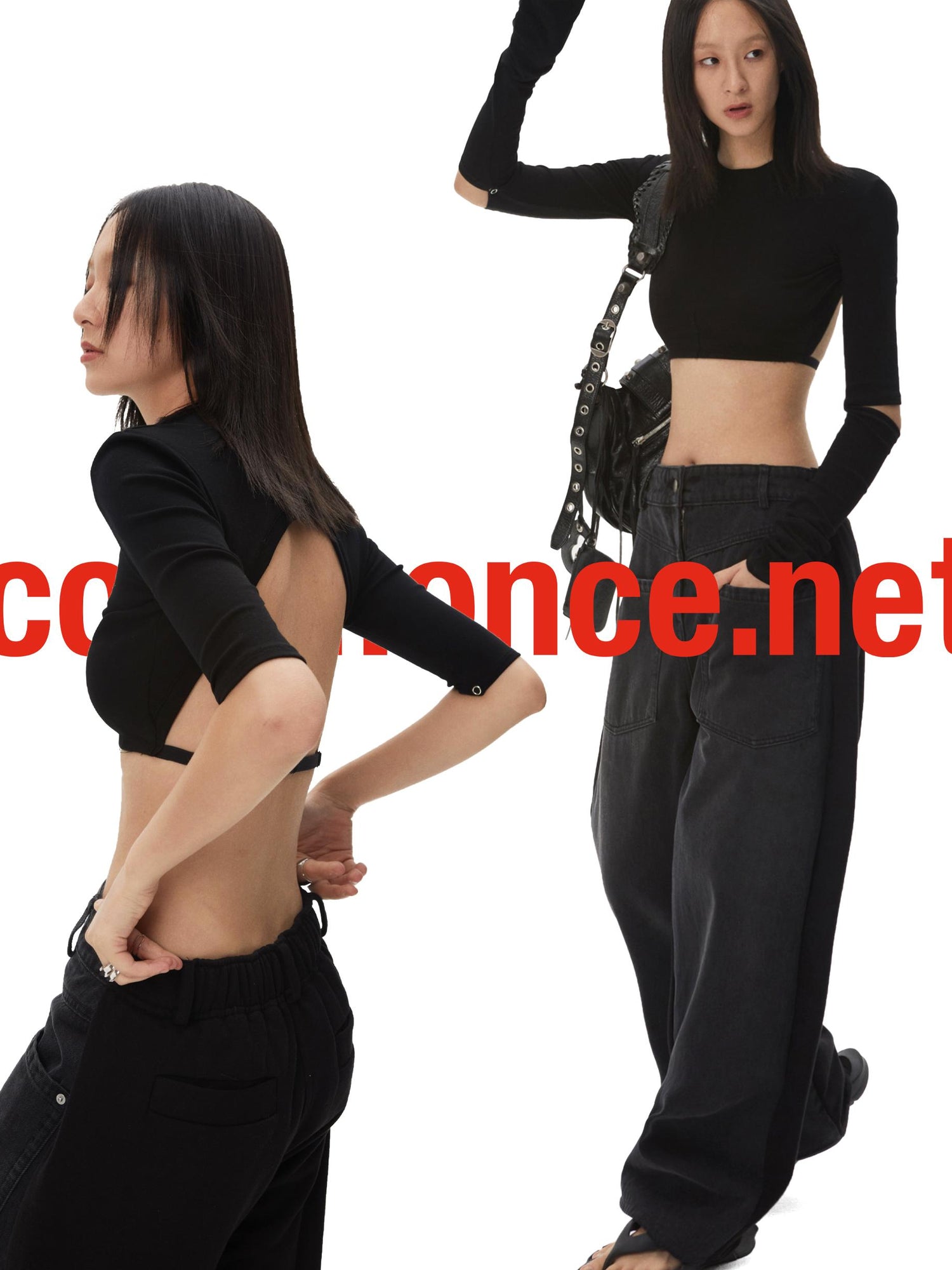 commonce net Backless Detachable Sleeve Cropped T-shirt