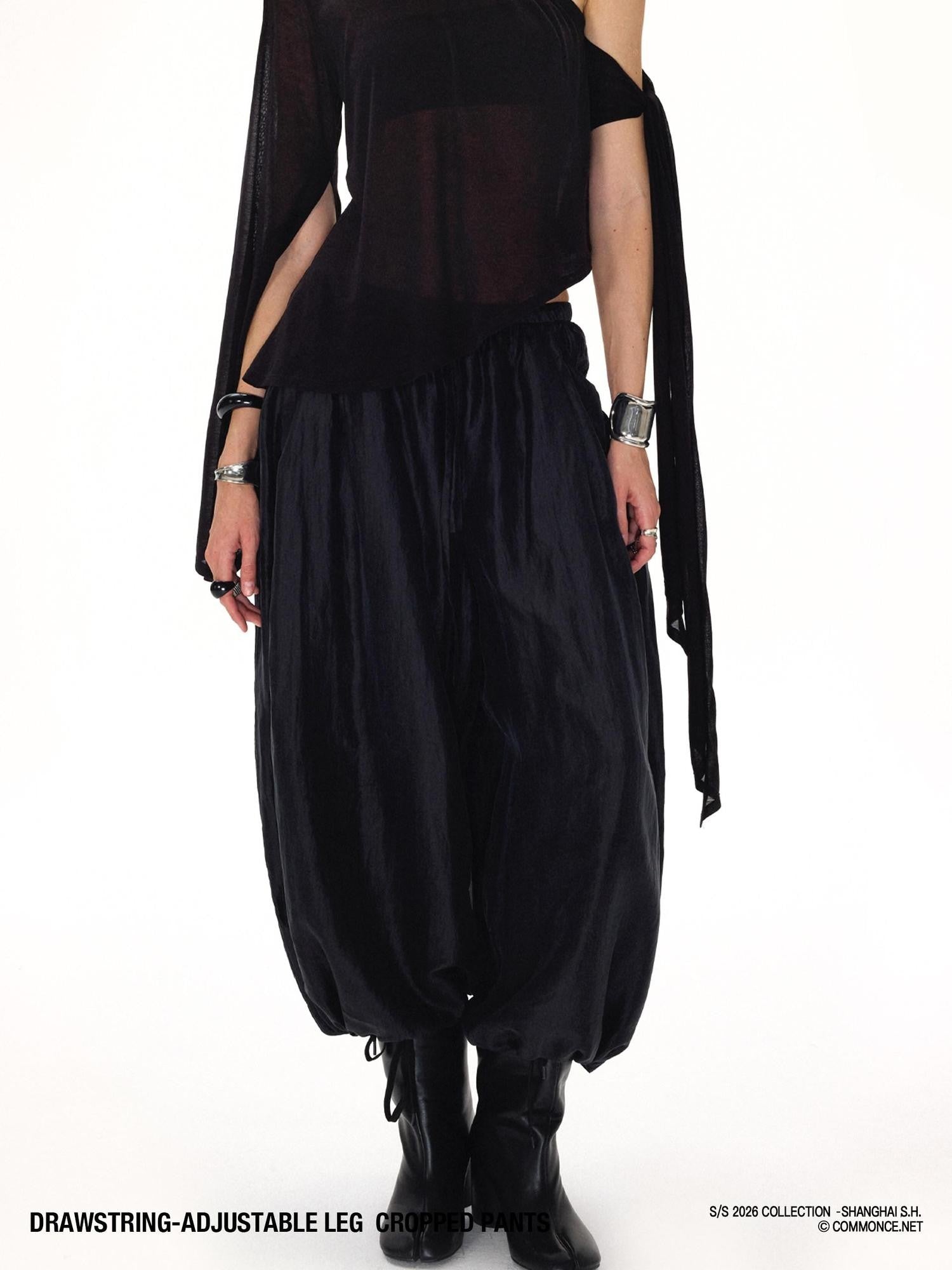 commonce net Balloon Silhouette Adjustable Drawstring Hem Women&