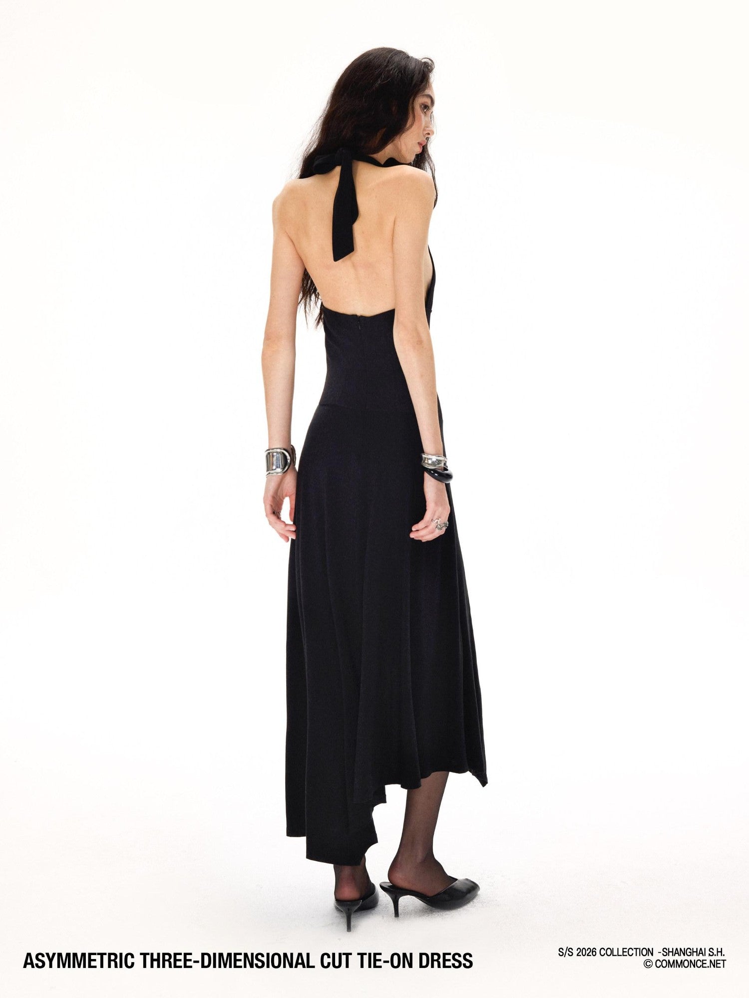 commonce net Black Asymmetrical 3d Tailored Irregular Hem Women&