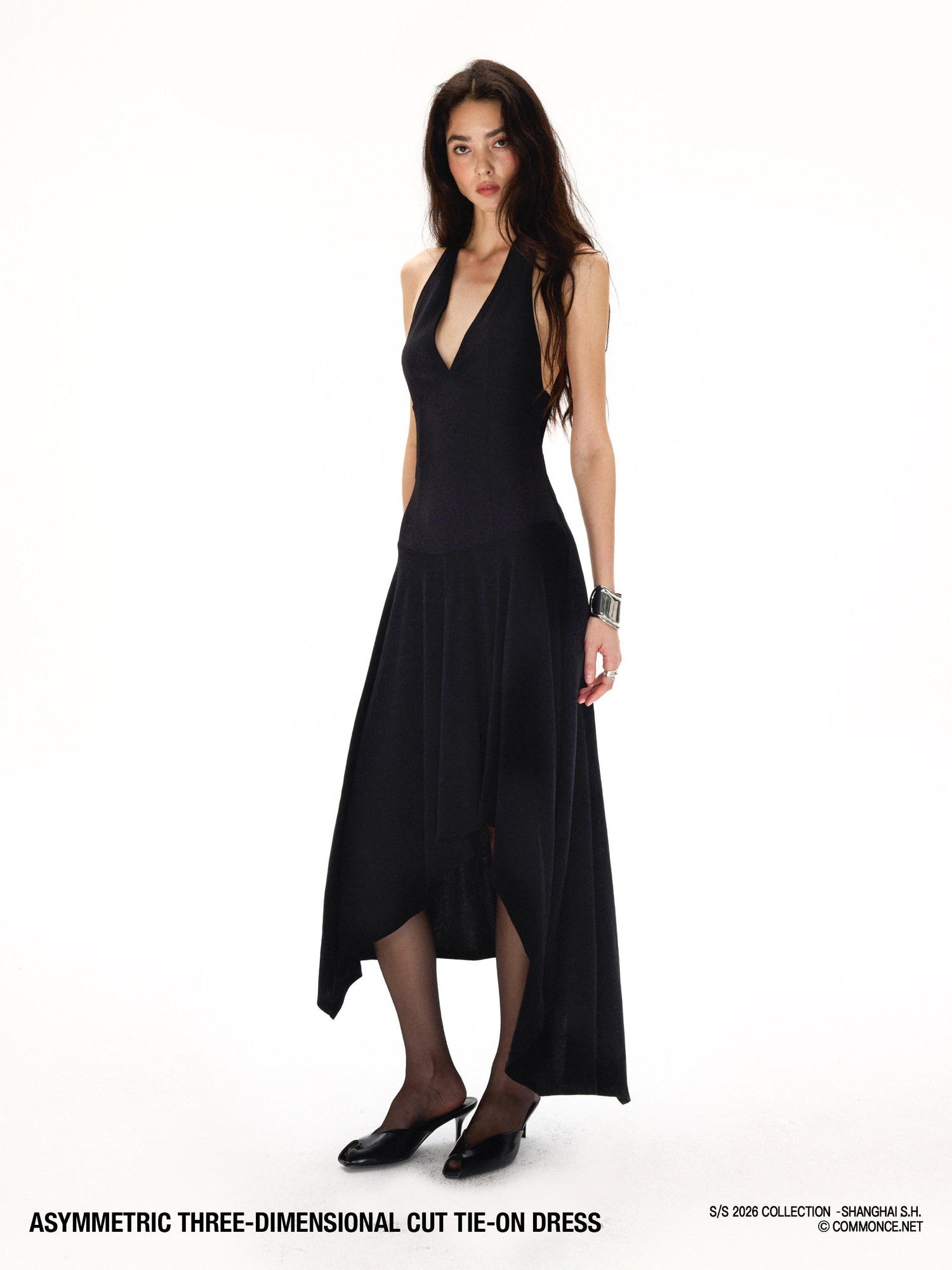 commonce net Black Asymmetrical 3d Tailored Irregular Hem Women&