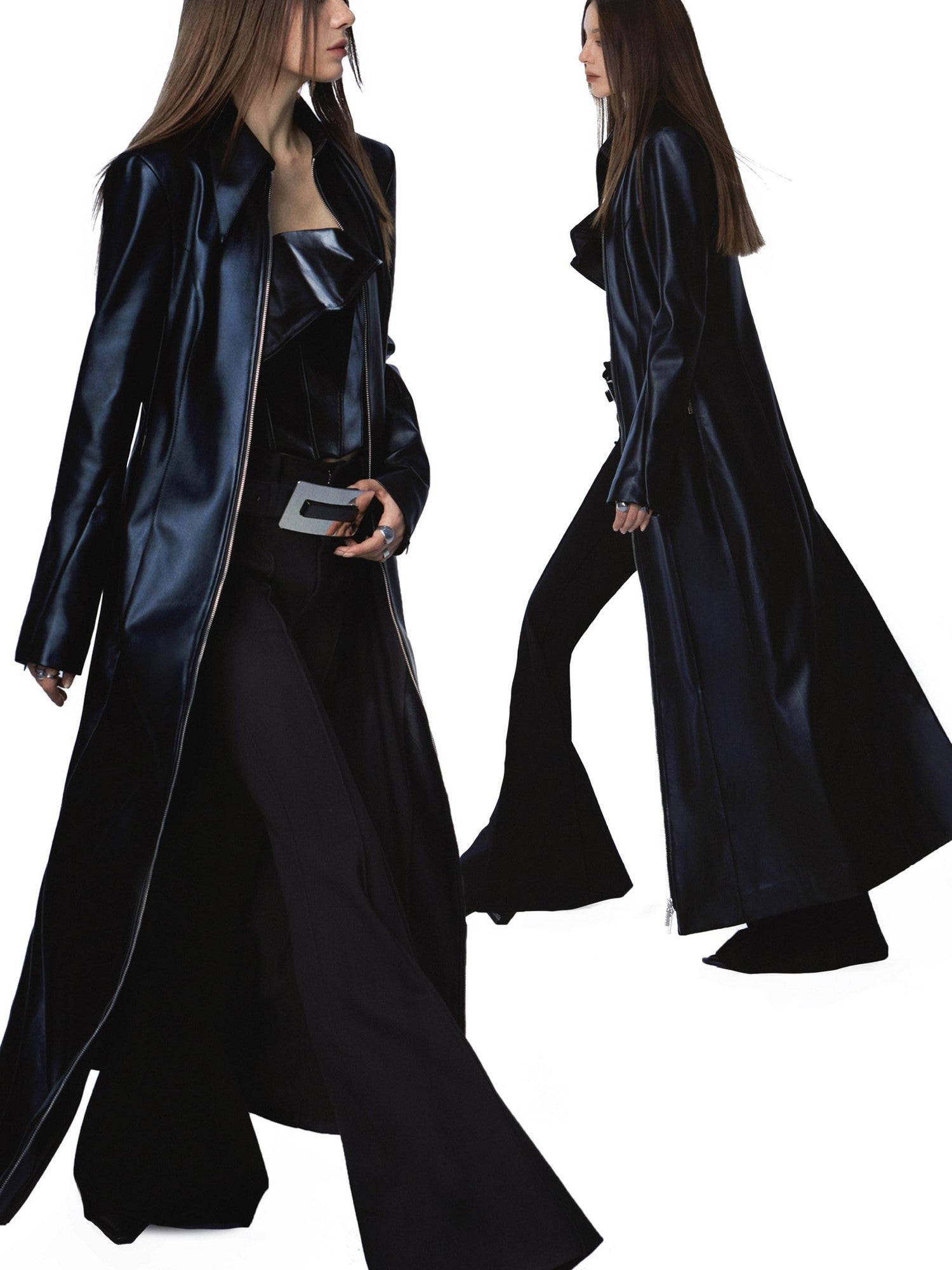 commonce net Black Asymmetrical Fishbone Corset Waist Women&