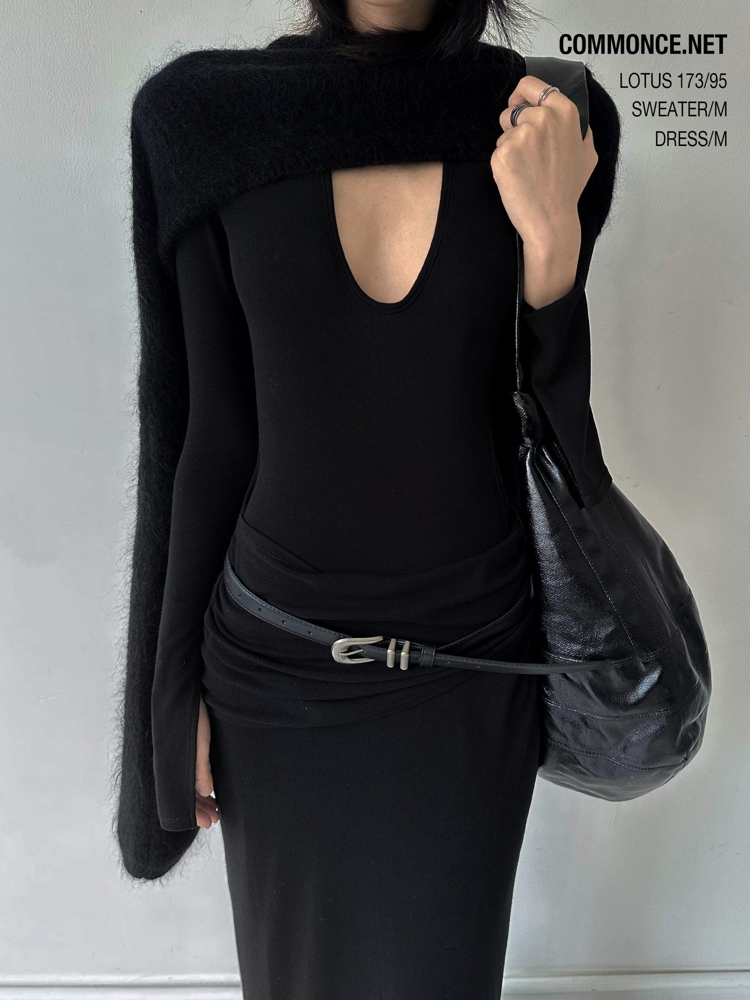 commonce net Black Convertible Cropped Slim Crewneck Pullover Women&