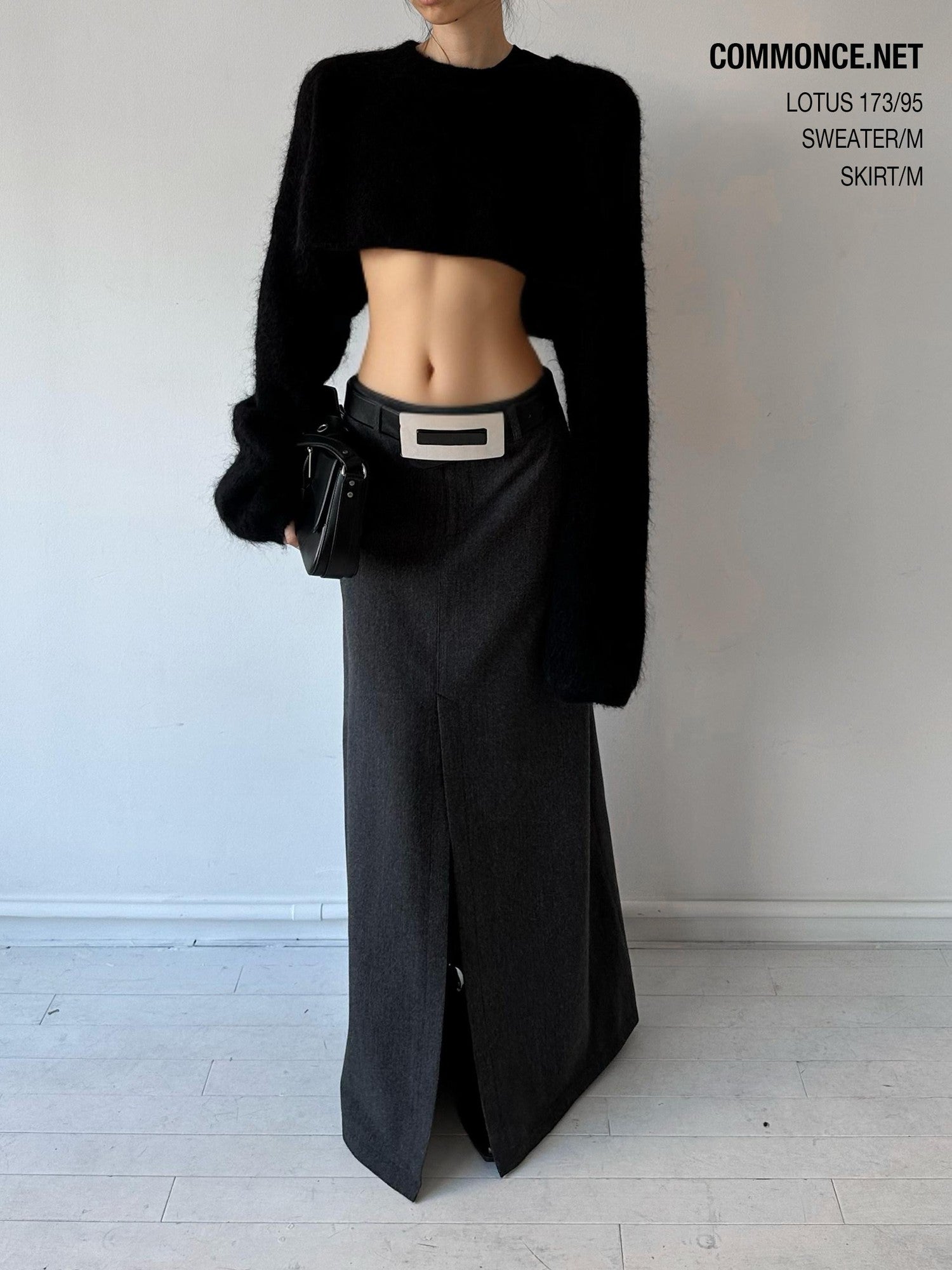 commonce net Black Convertible Cropped Slim Crewneck Pullover Women&