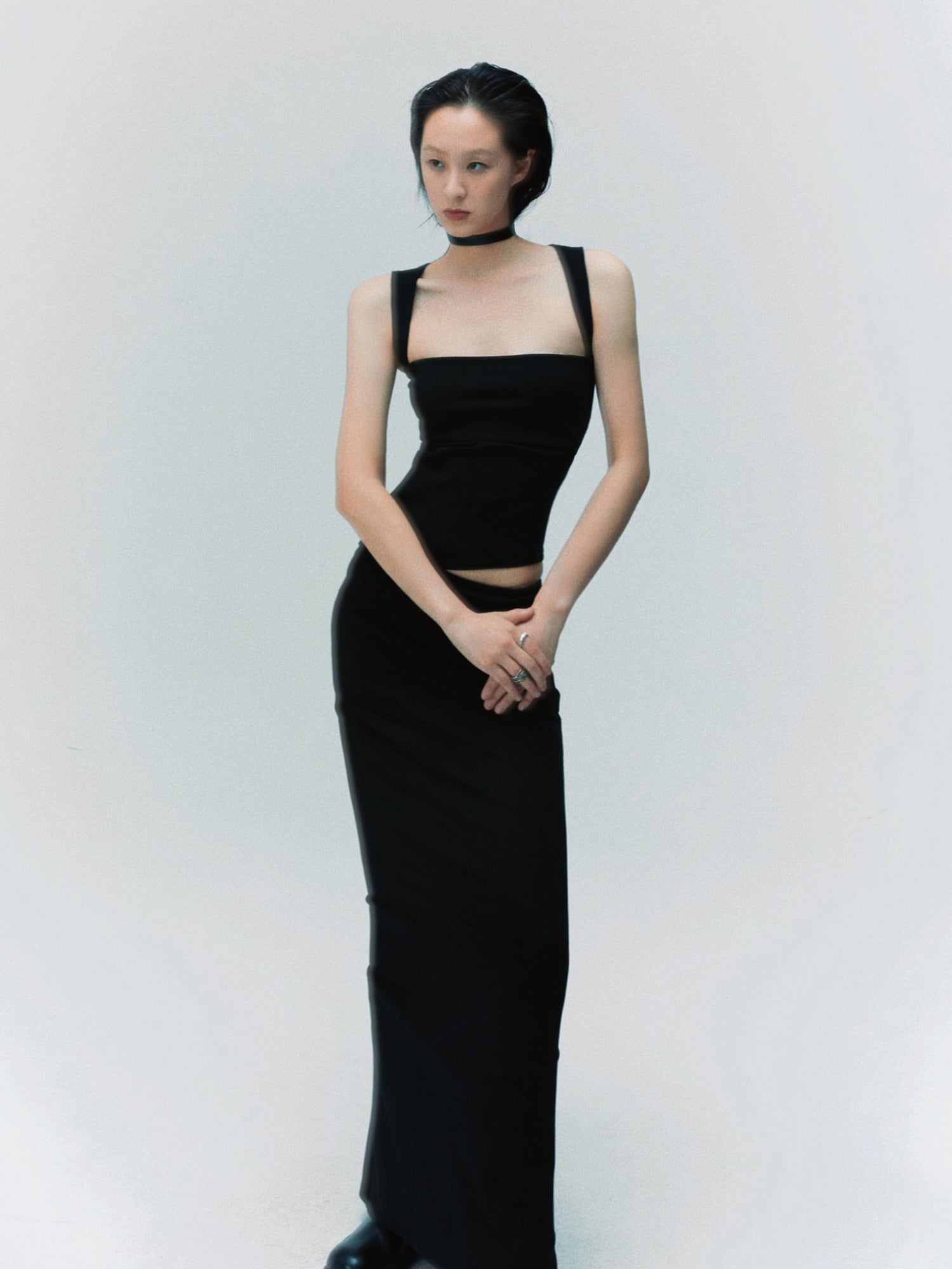 commonce net Black Curved Seam Mermaid Skirt