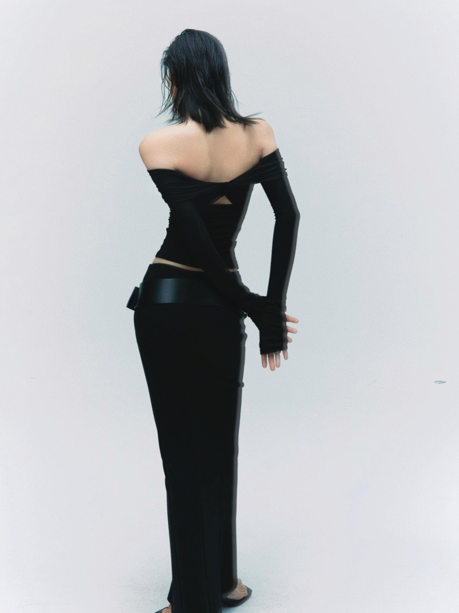 commonce net Black Curved Seam Mermaid Skirt