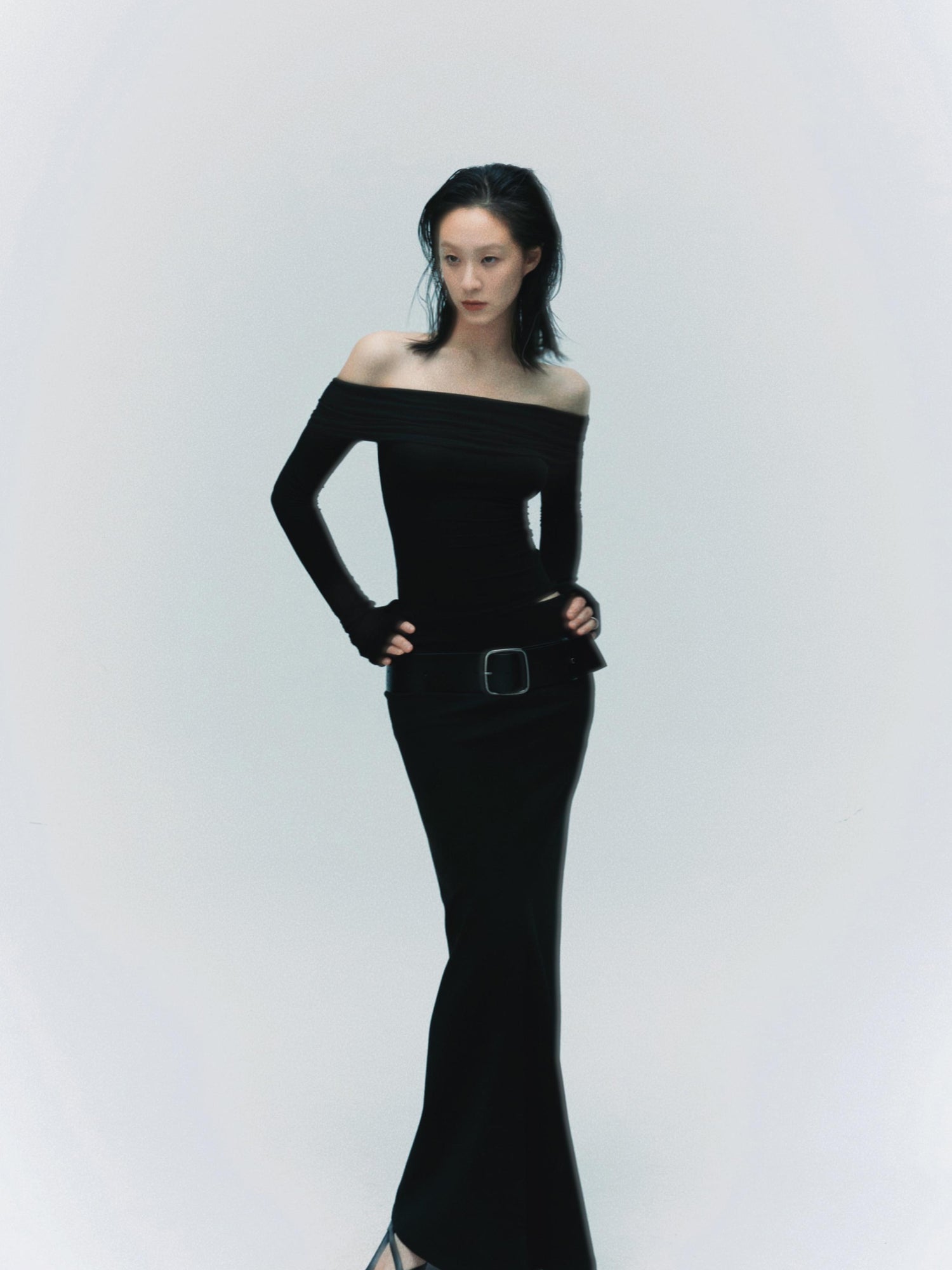 commonce net Black Curved Seam Mermaid Skirt