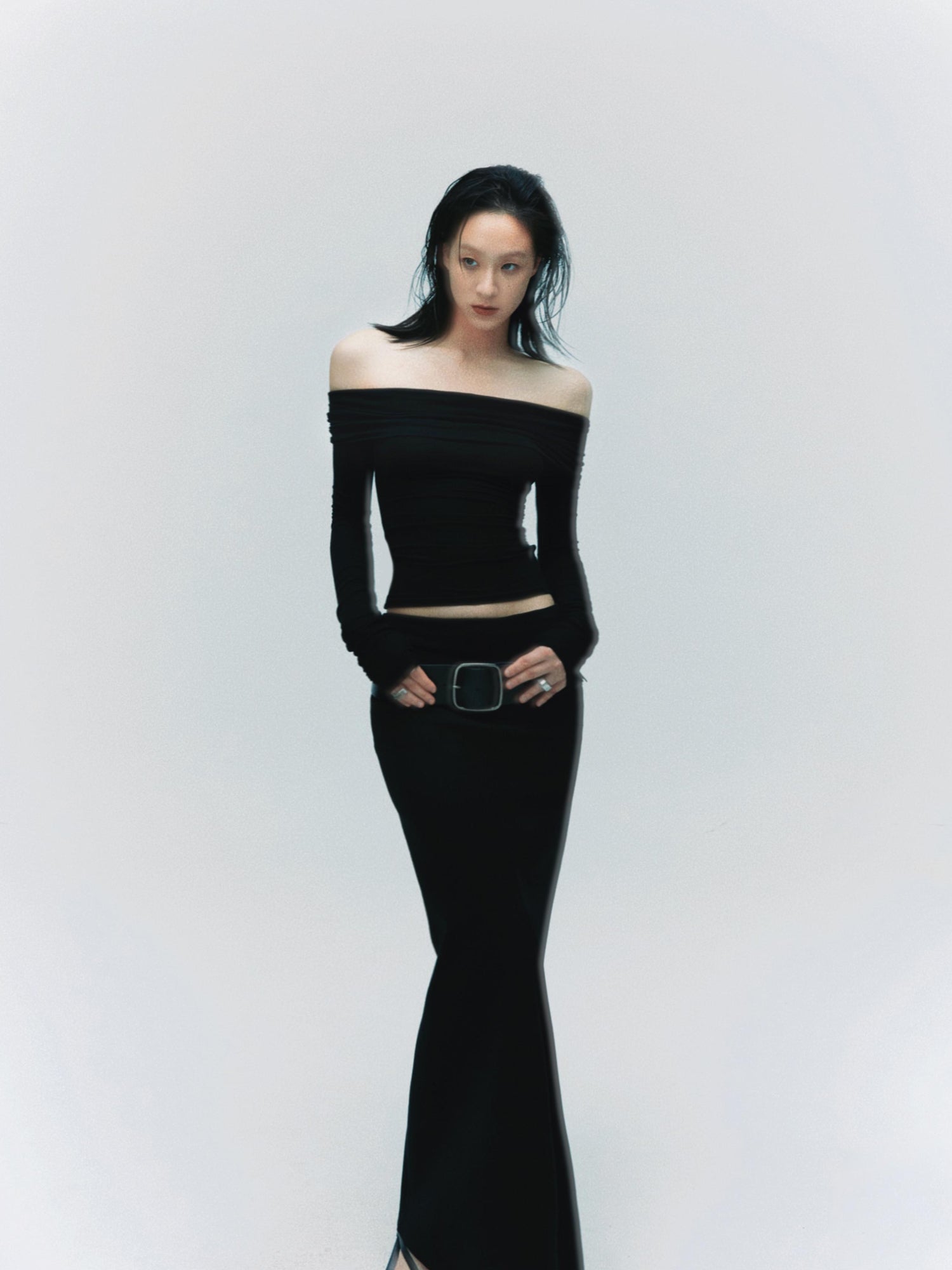 commonce net Black Curved Seam Mermaid Skirt