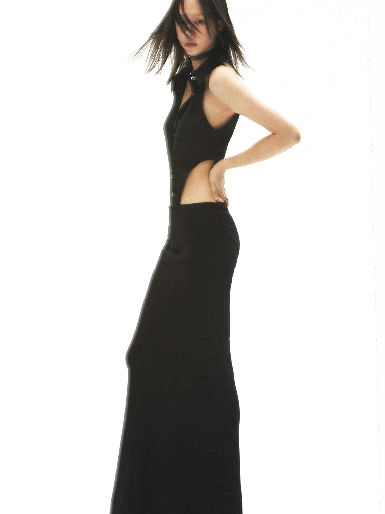 commonce net Black Curved Seam Mermaid Skirt