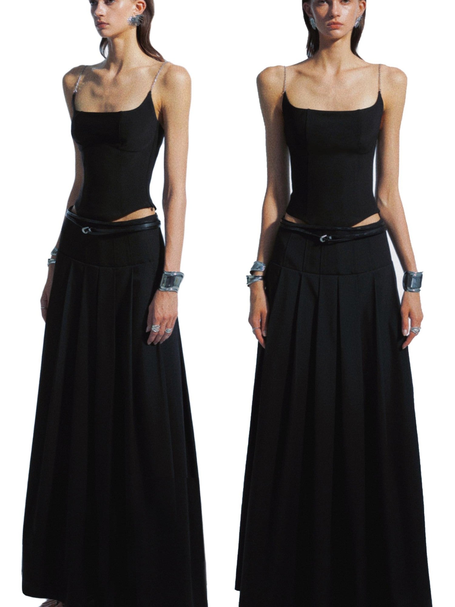 commonce net Black Metal Chain Split Splice Women&