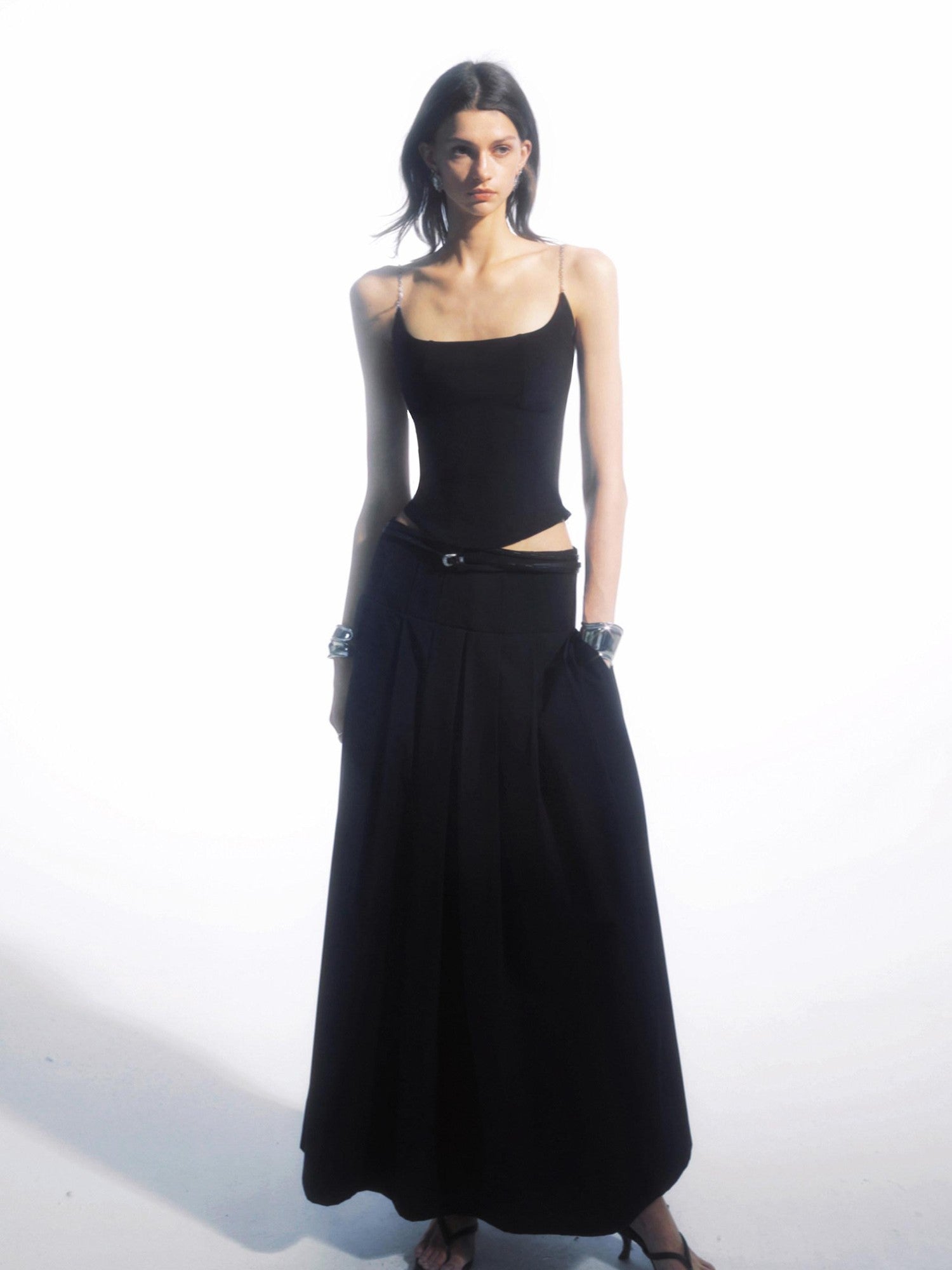 commonce net Black Metal Chain Split Splice Women&
