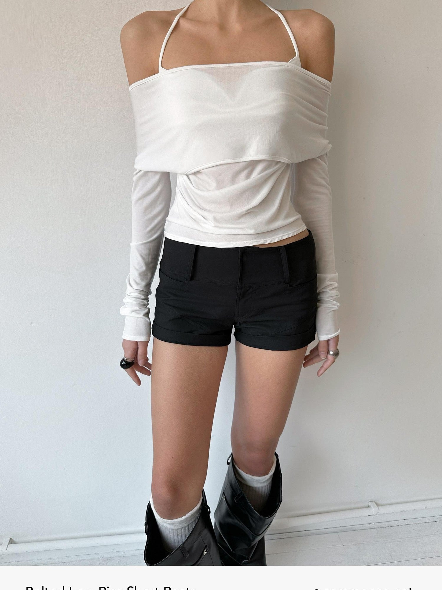 commonce net Black Metal Wide Belt Straight Leg Women&