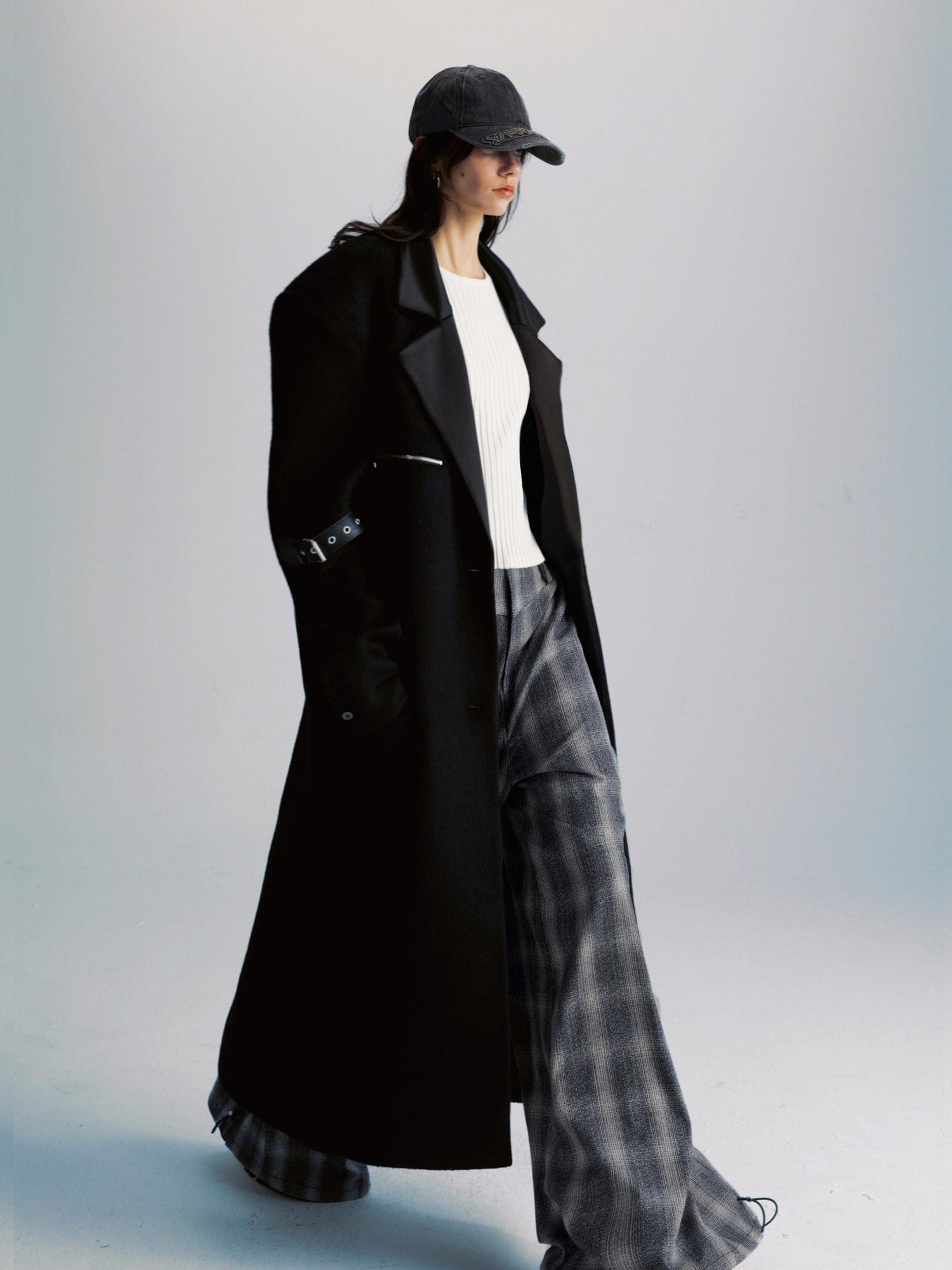 commonce net Black Patchwork Notch Lapel Women&
