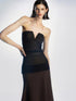 commonce net Black V-Neck Sheer Draped Sleeve Set