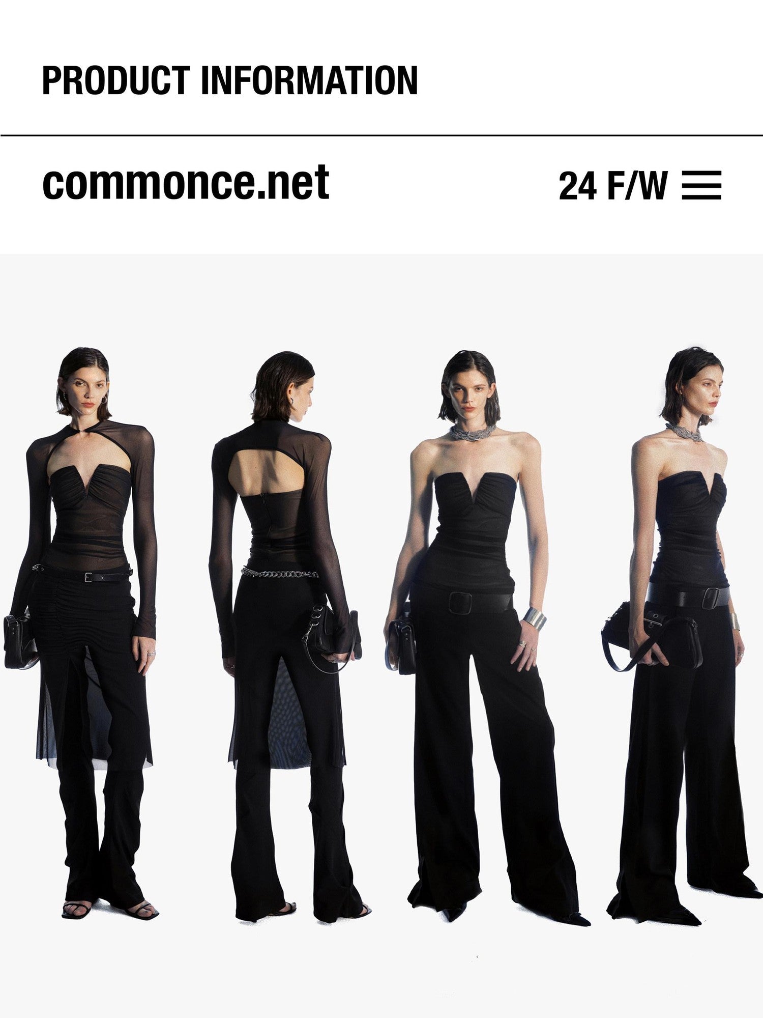 commonce net Black V-neck Mesh Ruched Women&