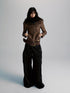commonce net Black Wide Leg Pleated Pants with Drawstring Hem