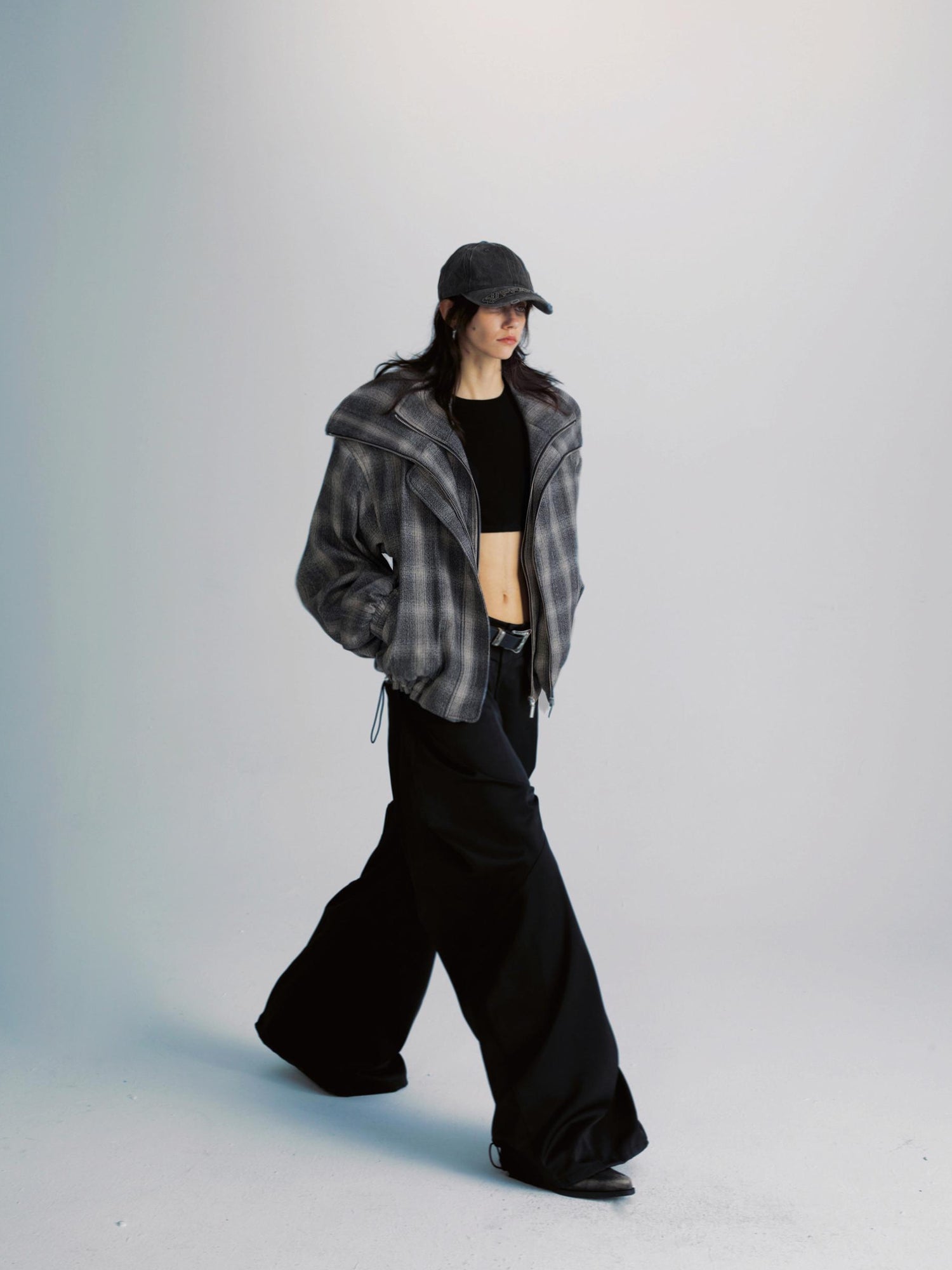 commonce net Black Wide Leg Pleated Pants with Drawstring Hem