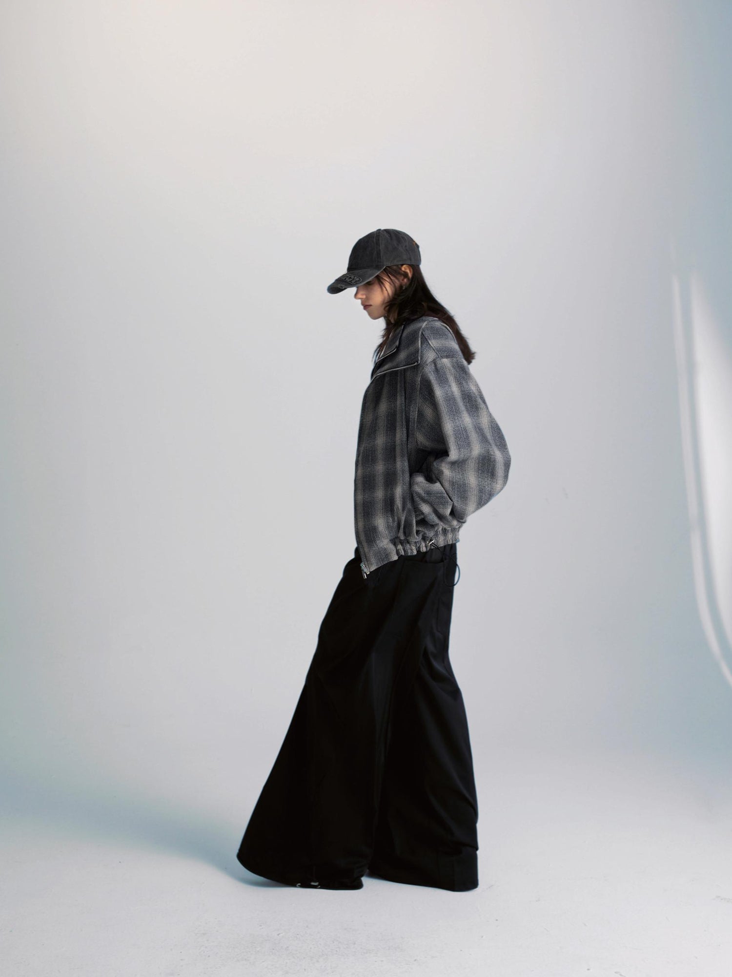 commonce net Black Wide Leg Pleated Pants with Drawstring Hem