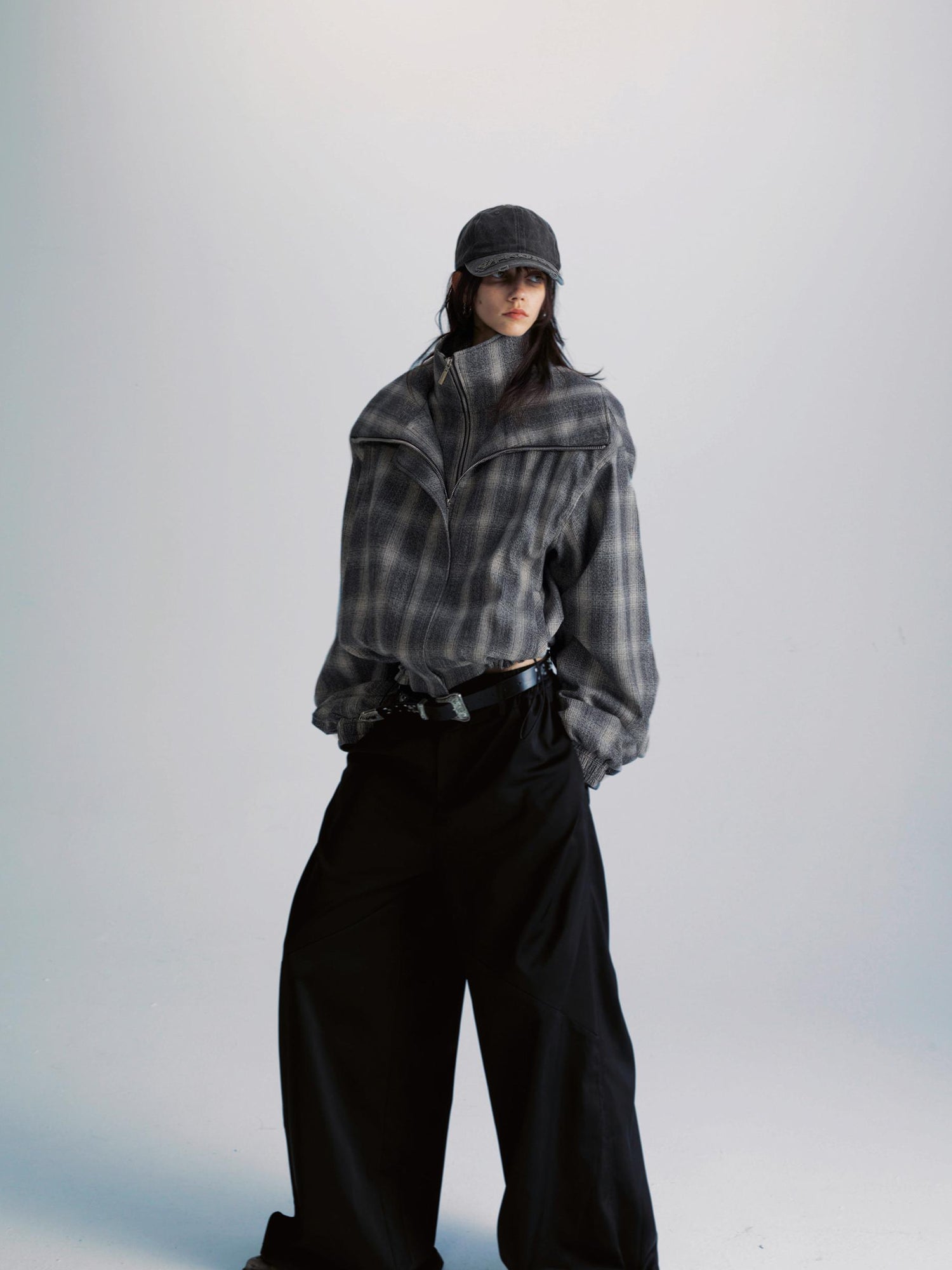 commonce net Black Wide Leg Pleated Pants with Drawstring Hem