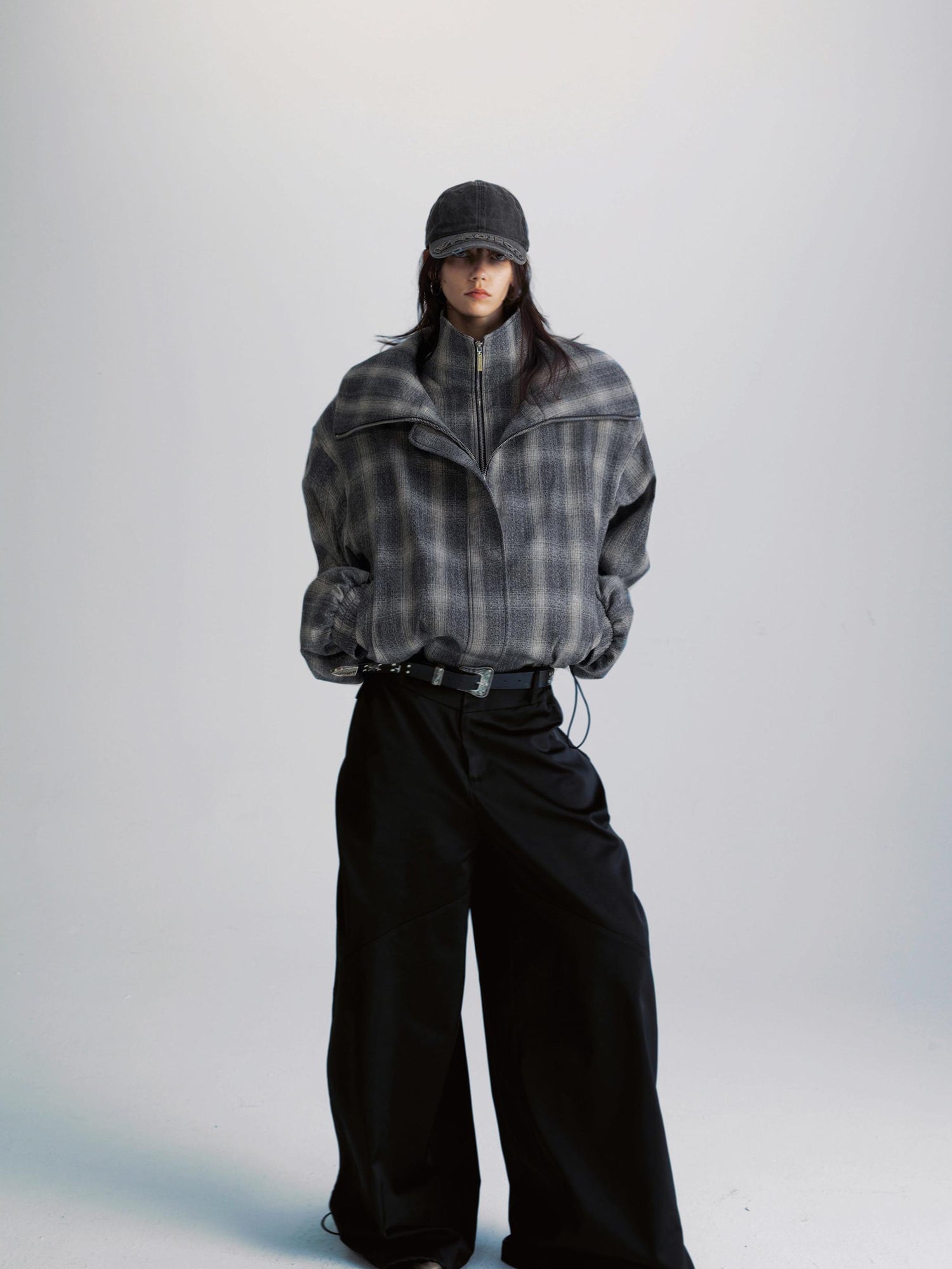 commonce net Black Wide Leg Pleated Pants with Drawstring Hem